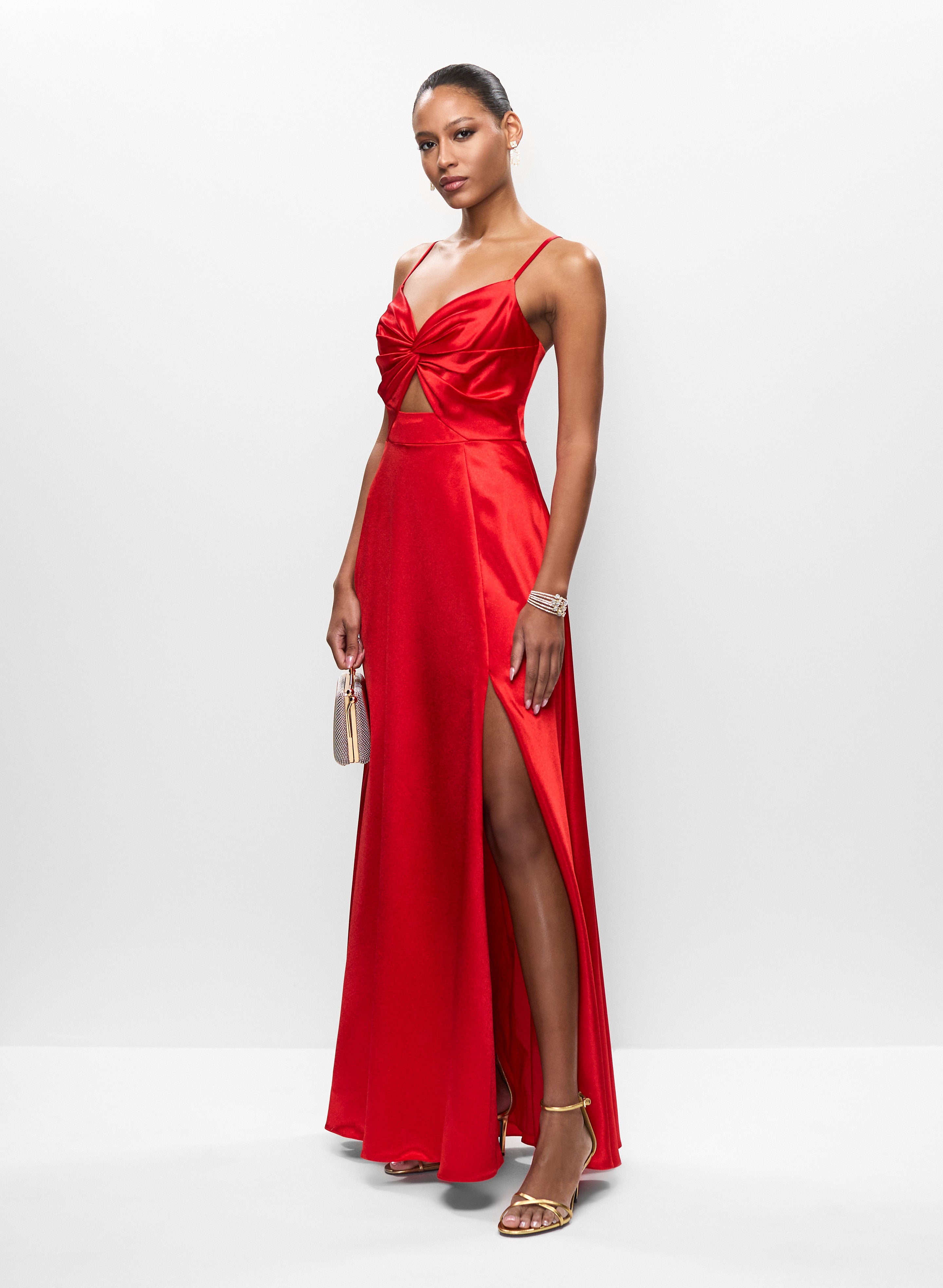 スカート A FERRETTI Cut-out satin dress Satin dress with cut-out back brand TRUSSARDI