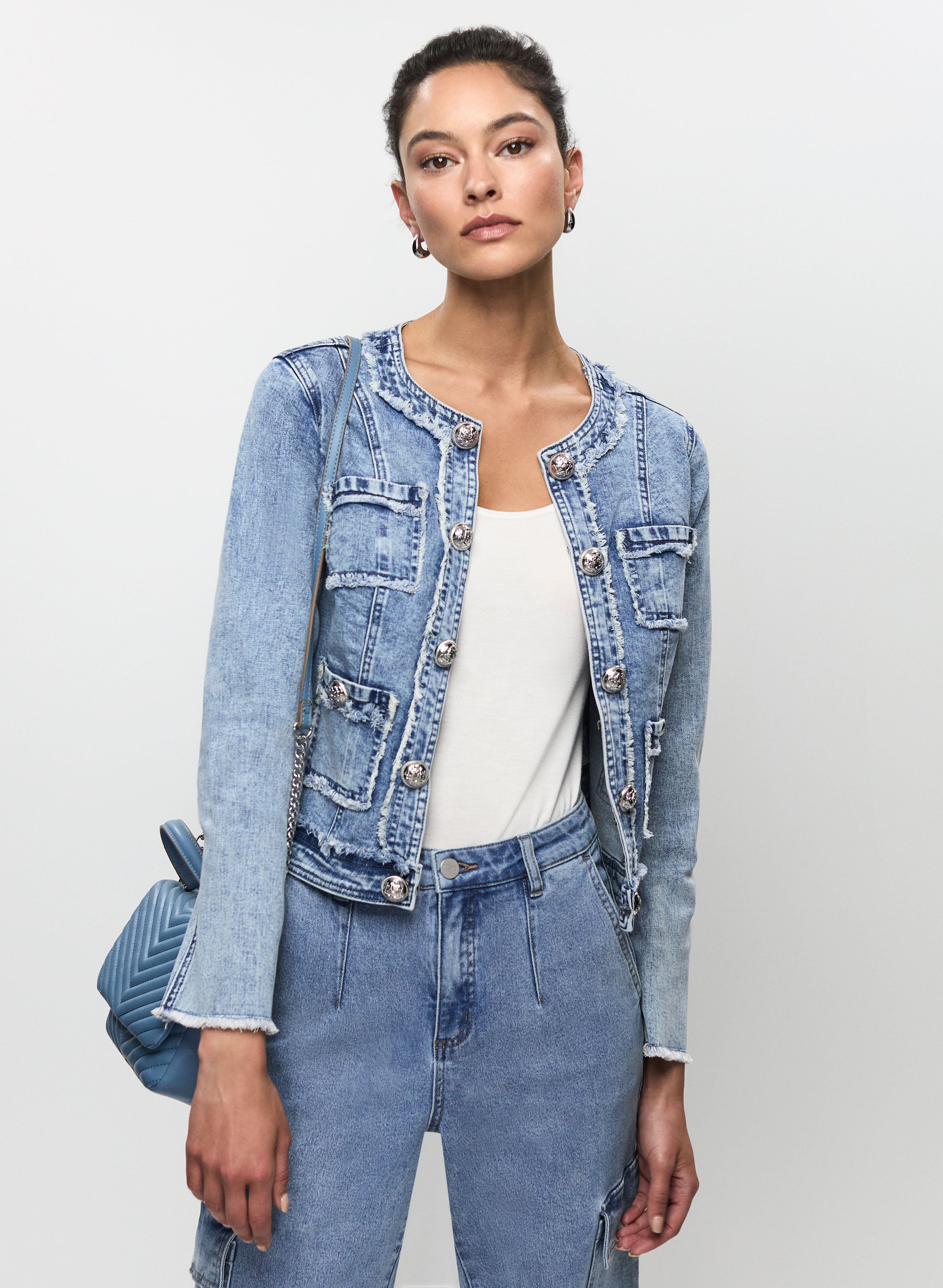 Frayed Trim Denim Jacket