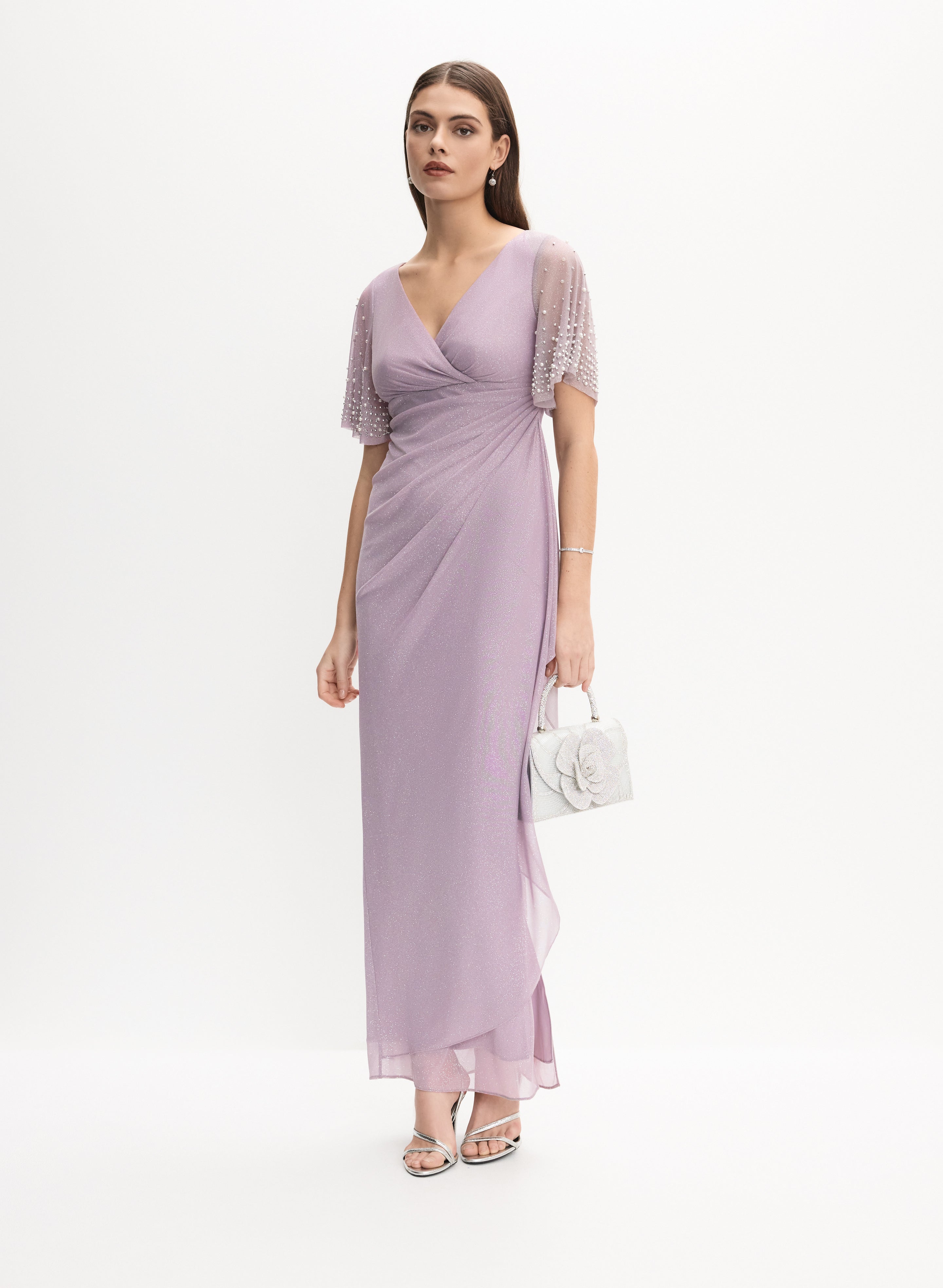 ★Karen Millen★ハイネックサイドプリーツディテールドレス Alex Evenings - Pearl Shimmer Dress