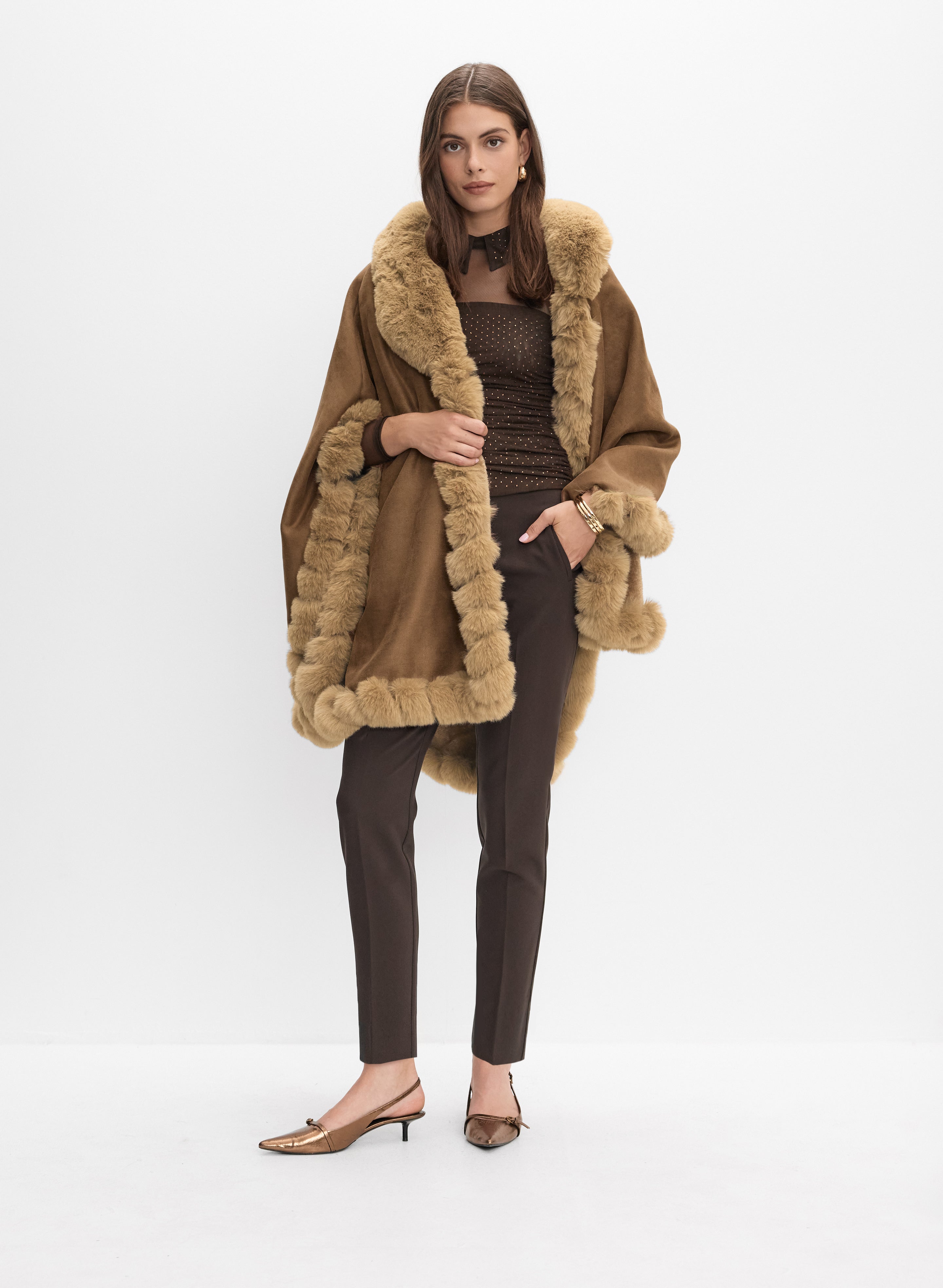 Faux-Suede Poncho