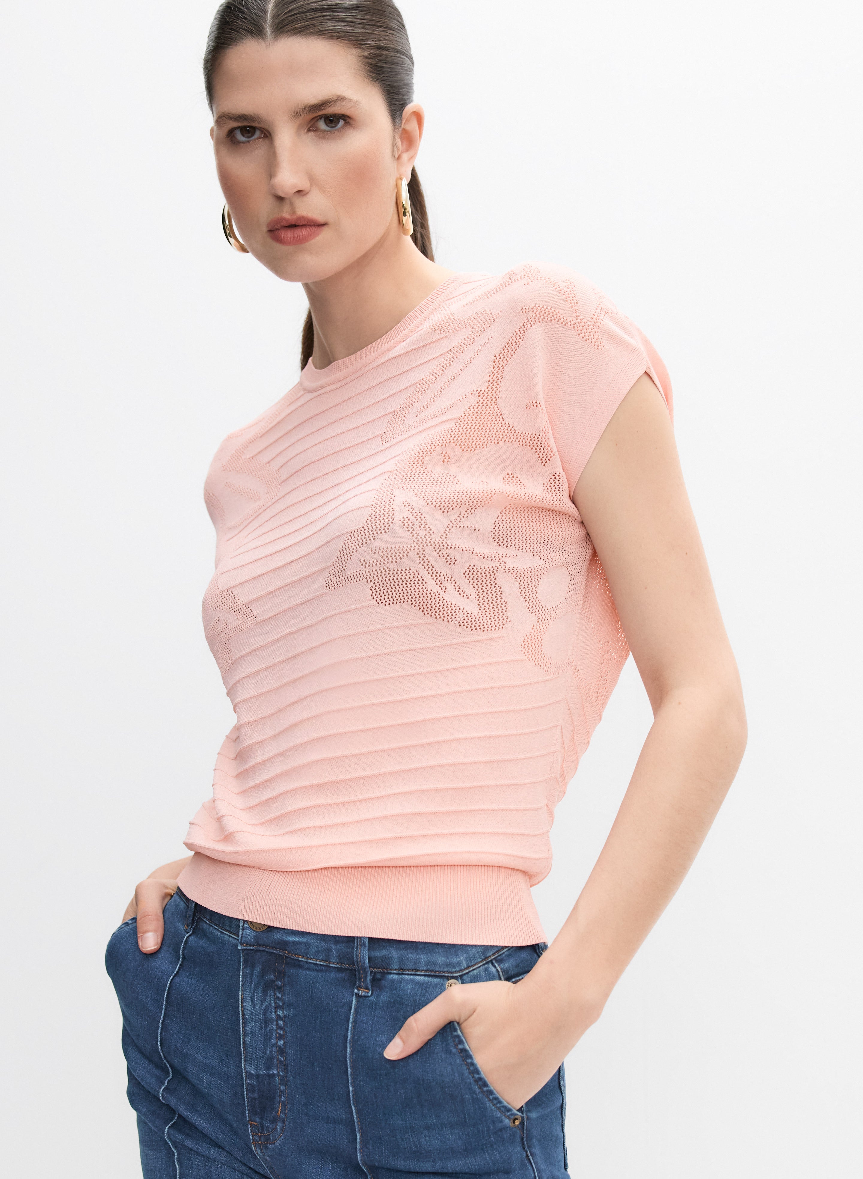 Floral Textured Knit Top