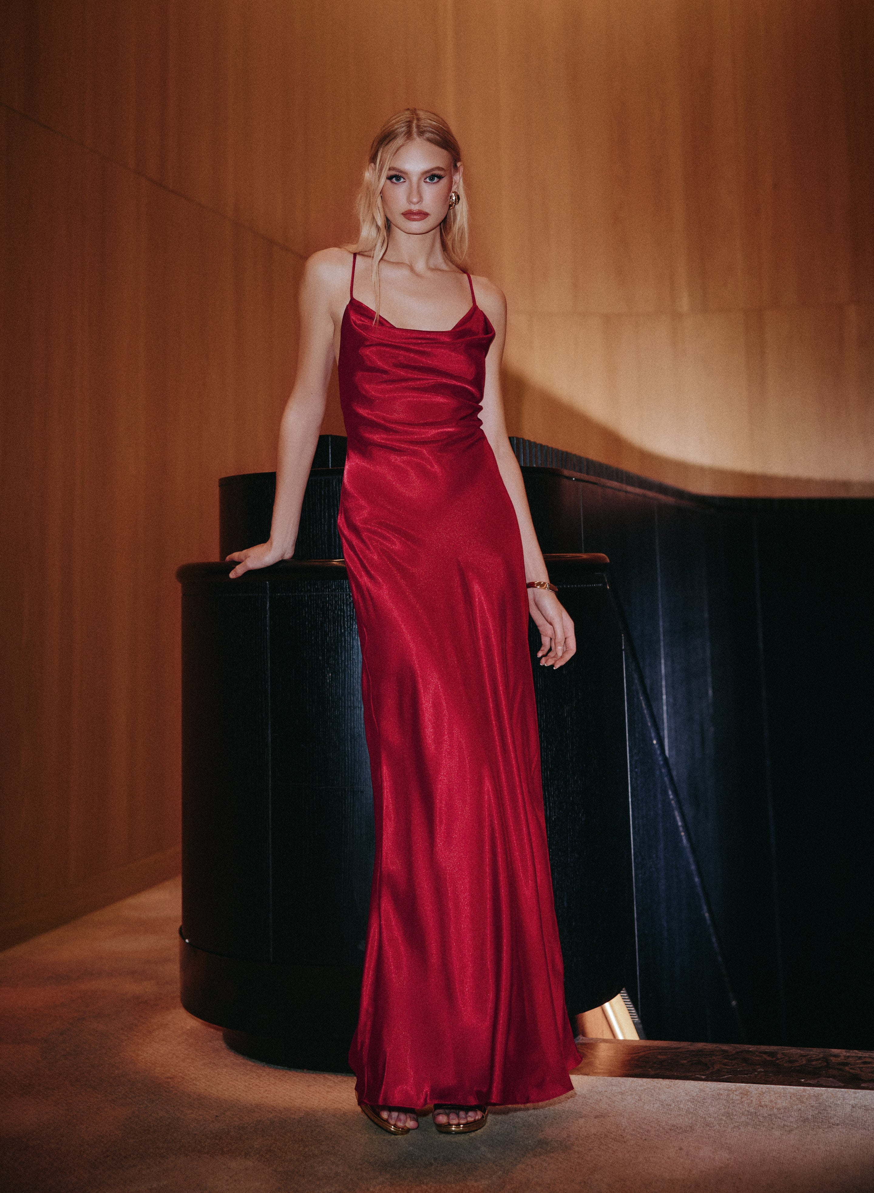 melanie lyne red dress Corset Satin Dress