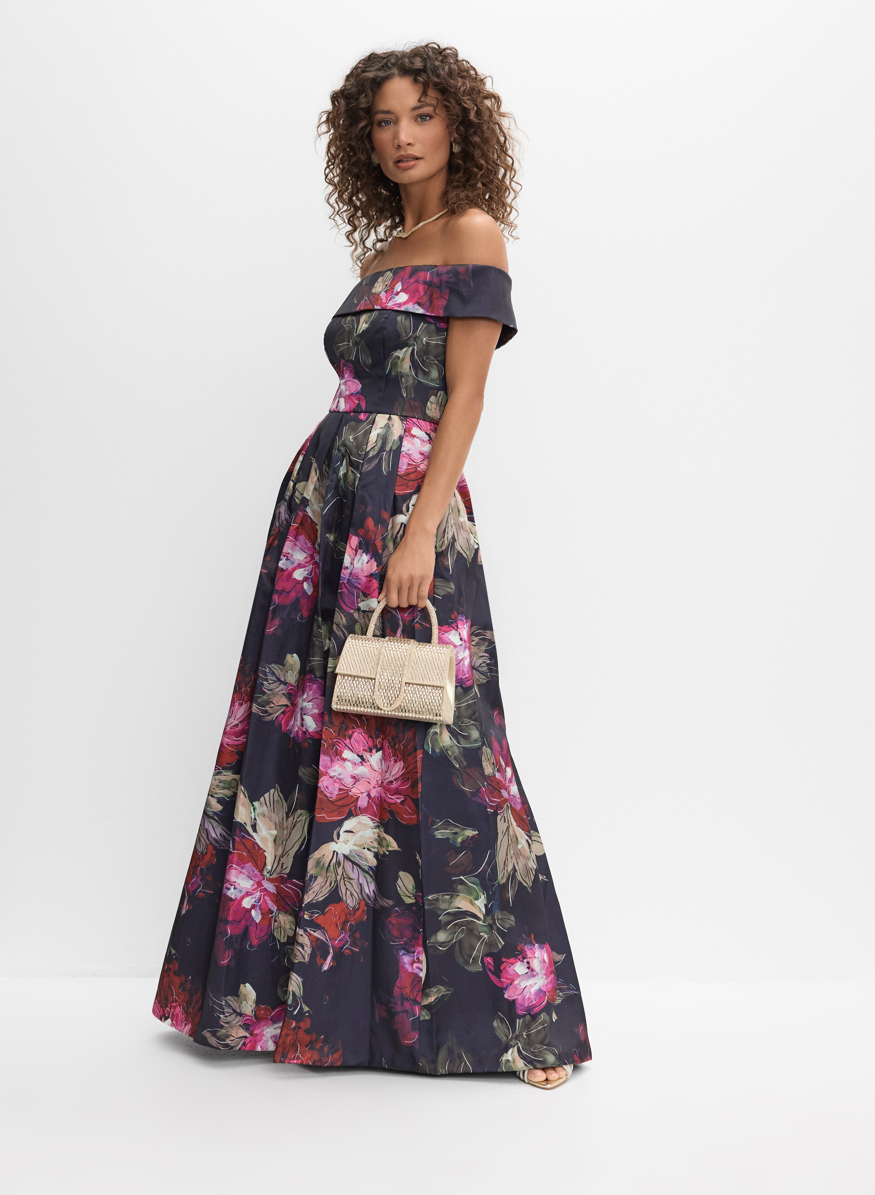 Floral Off-Shoulder Gown Floral Off-Shoulder Gown