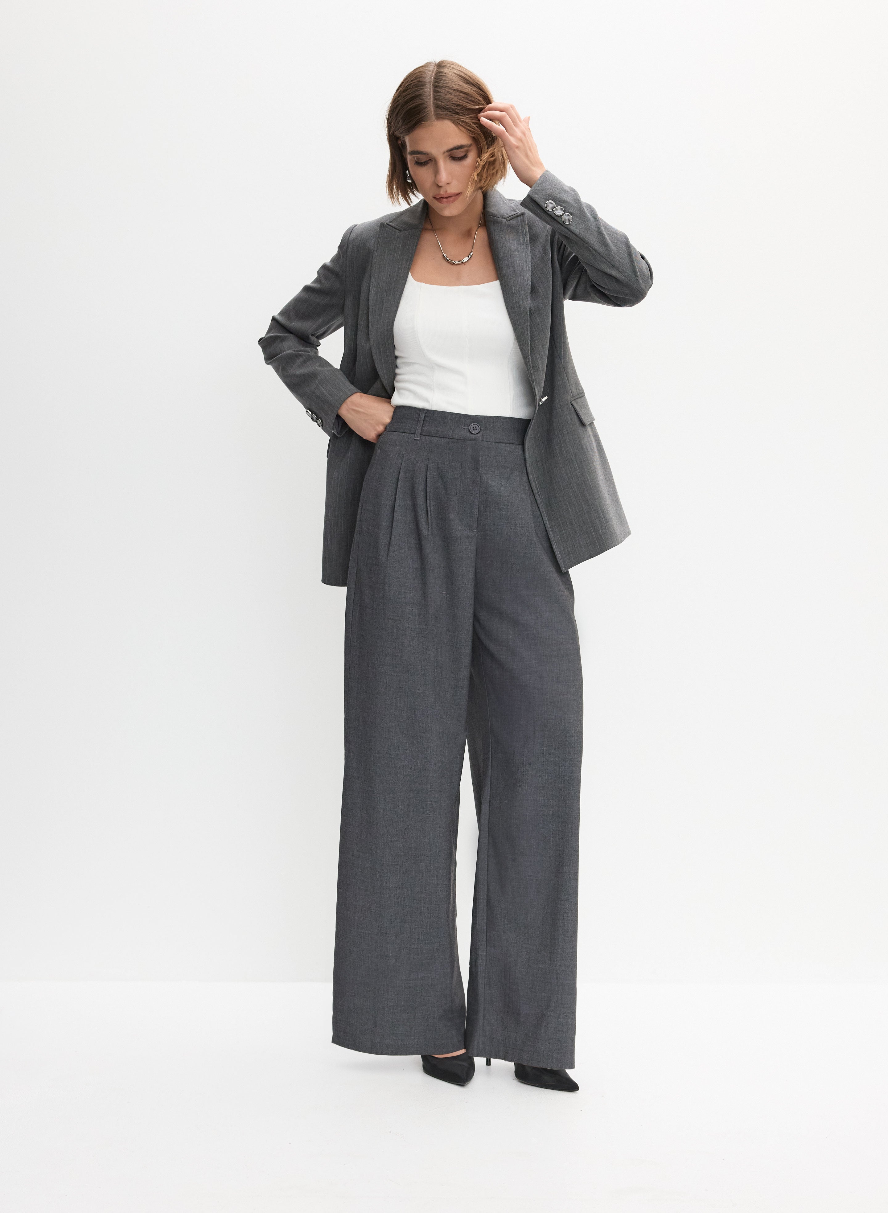 Pleated Wide-Leg Pants