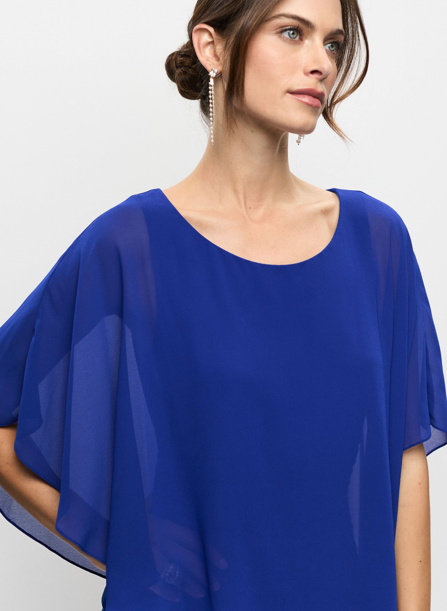 Shimmer Knit Dress with Chiffon Overlay