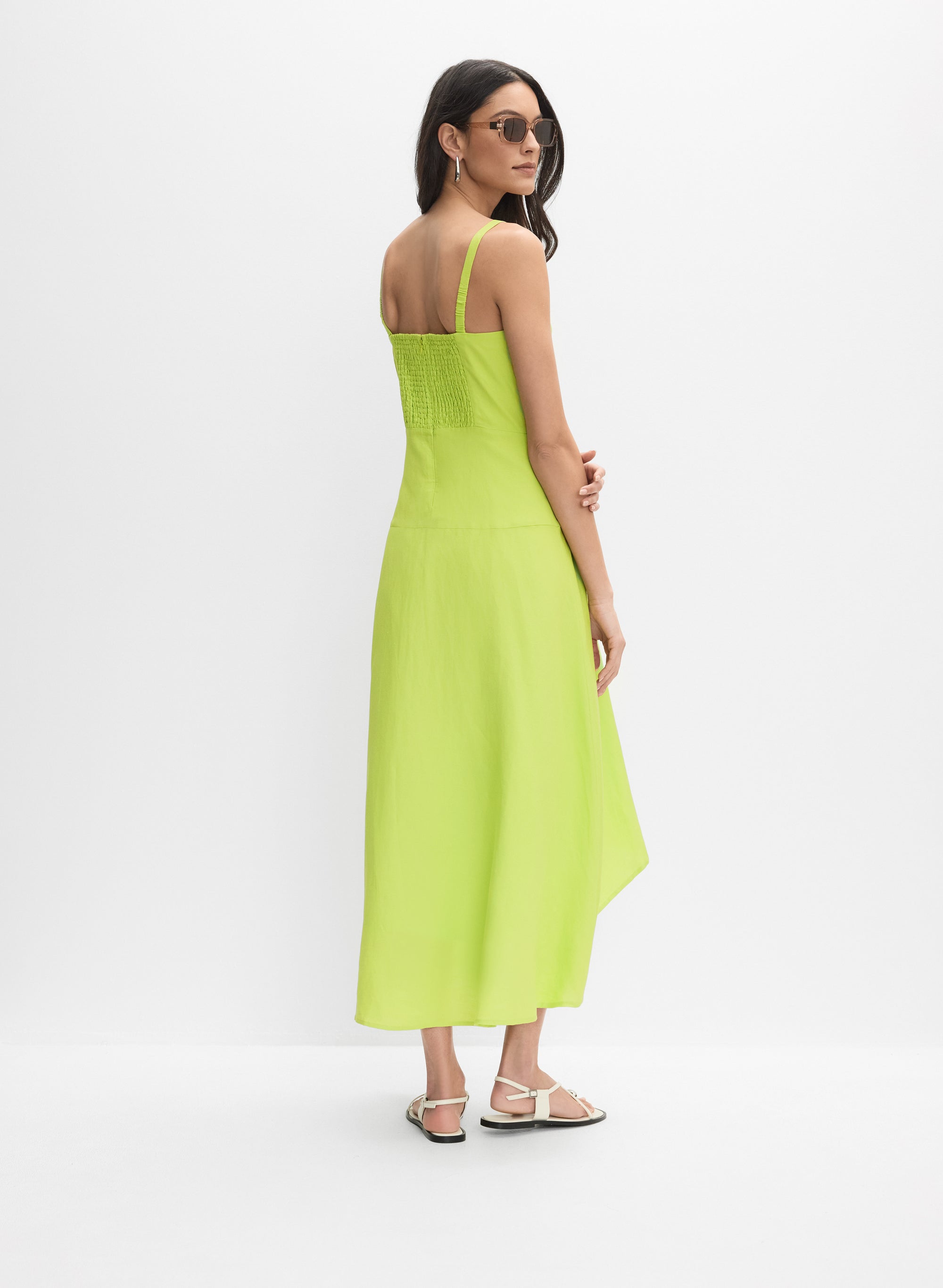 Linen-Blend Midi Dress