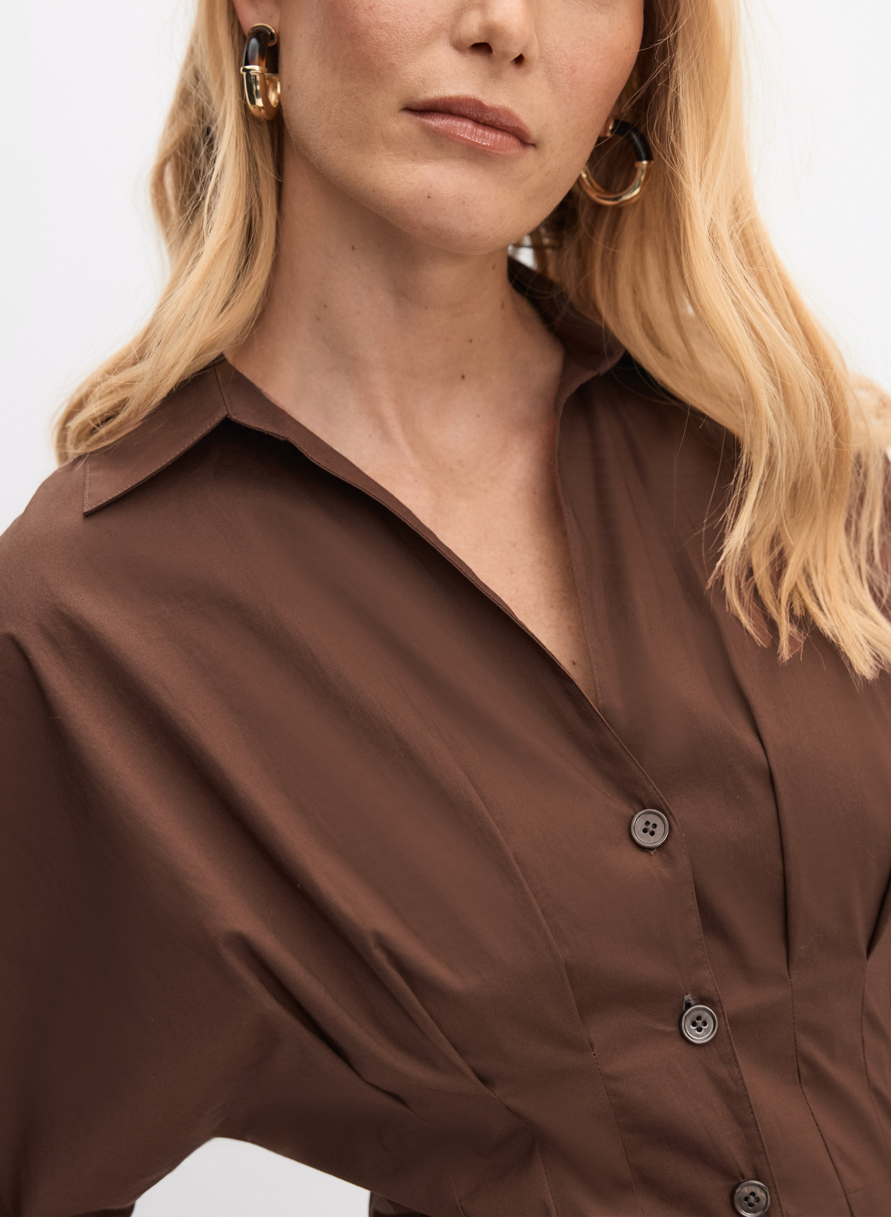 Embroidered Hem Shirt Dress