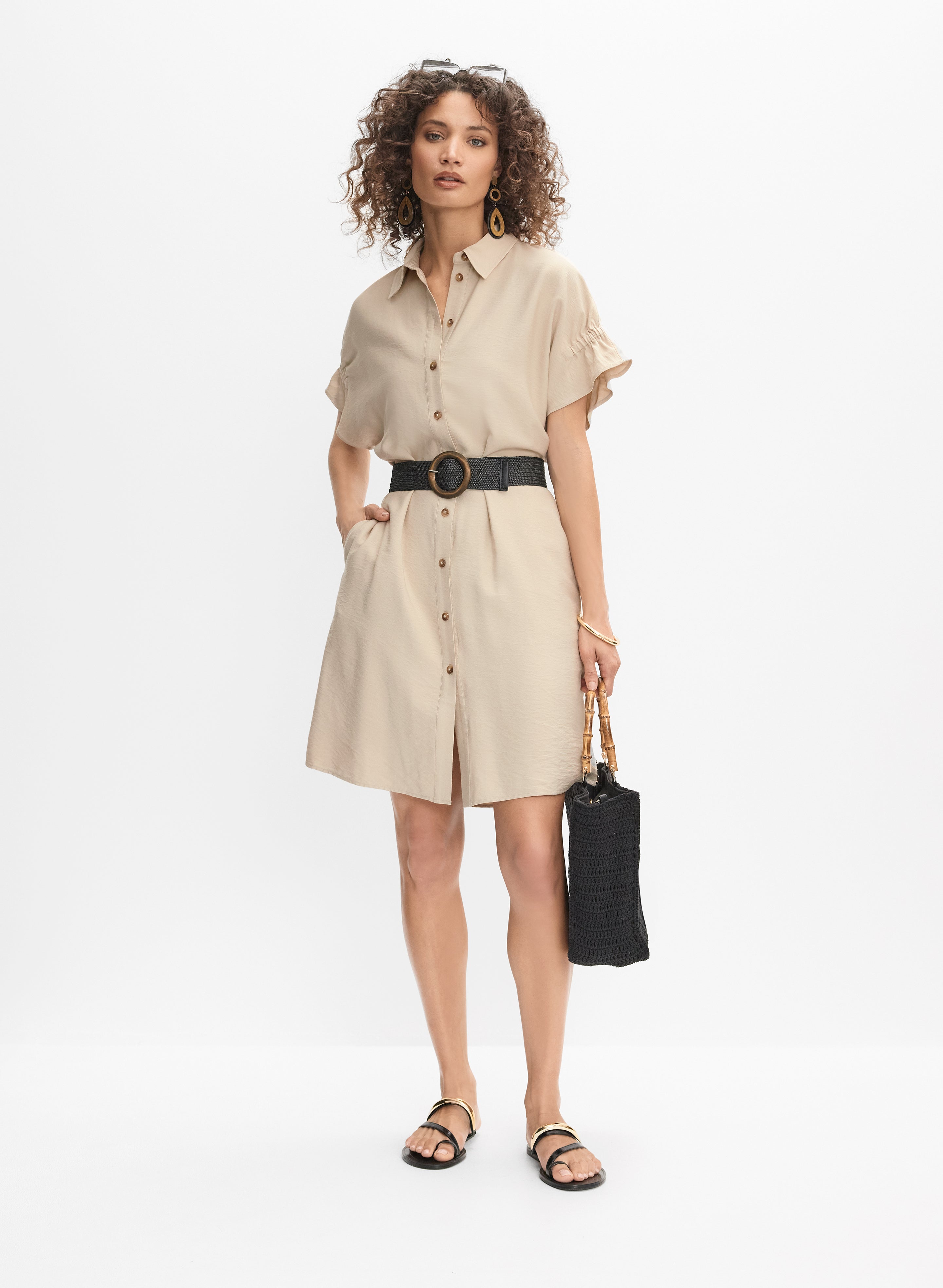 MELT THE LADY eyelet belt dress shirt 【公式通販】