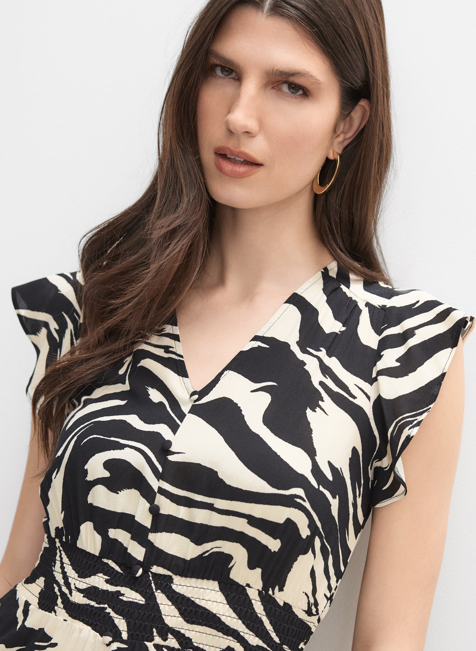 Charlie B Nomad Print Dress With Waist Smocking