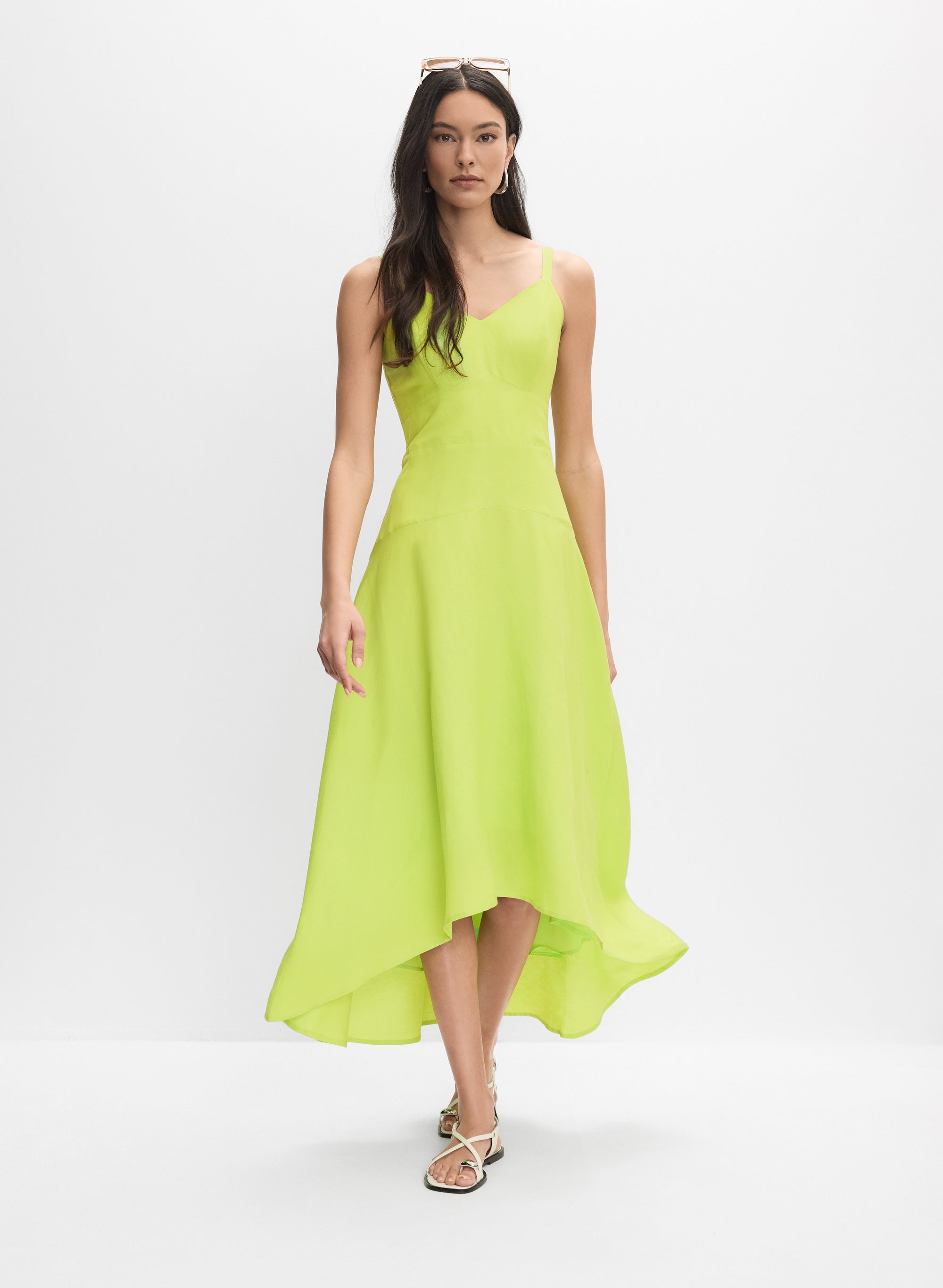 Linen-Blend Midi Dress