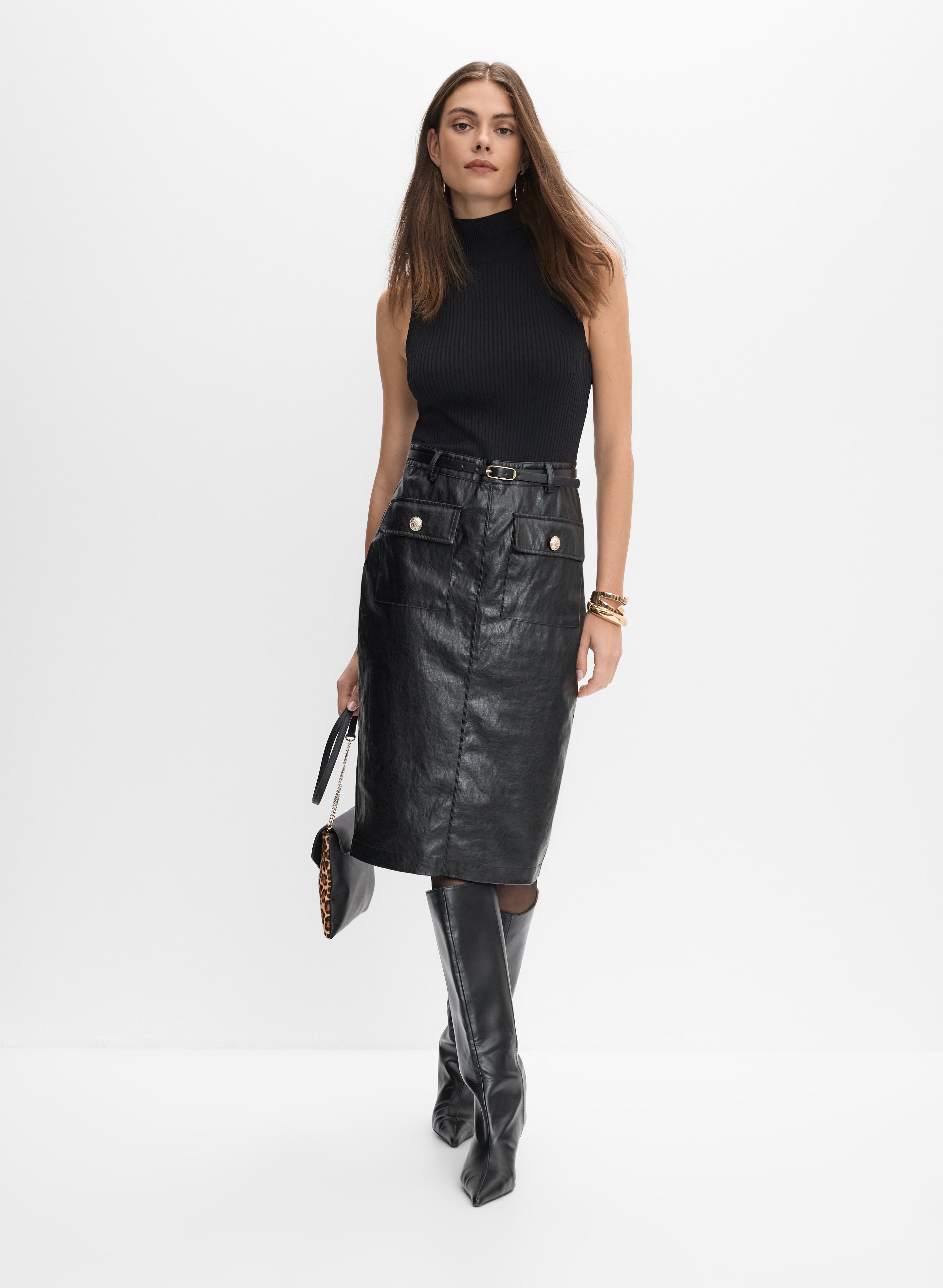 Crackled Vegan Leather Dress