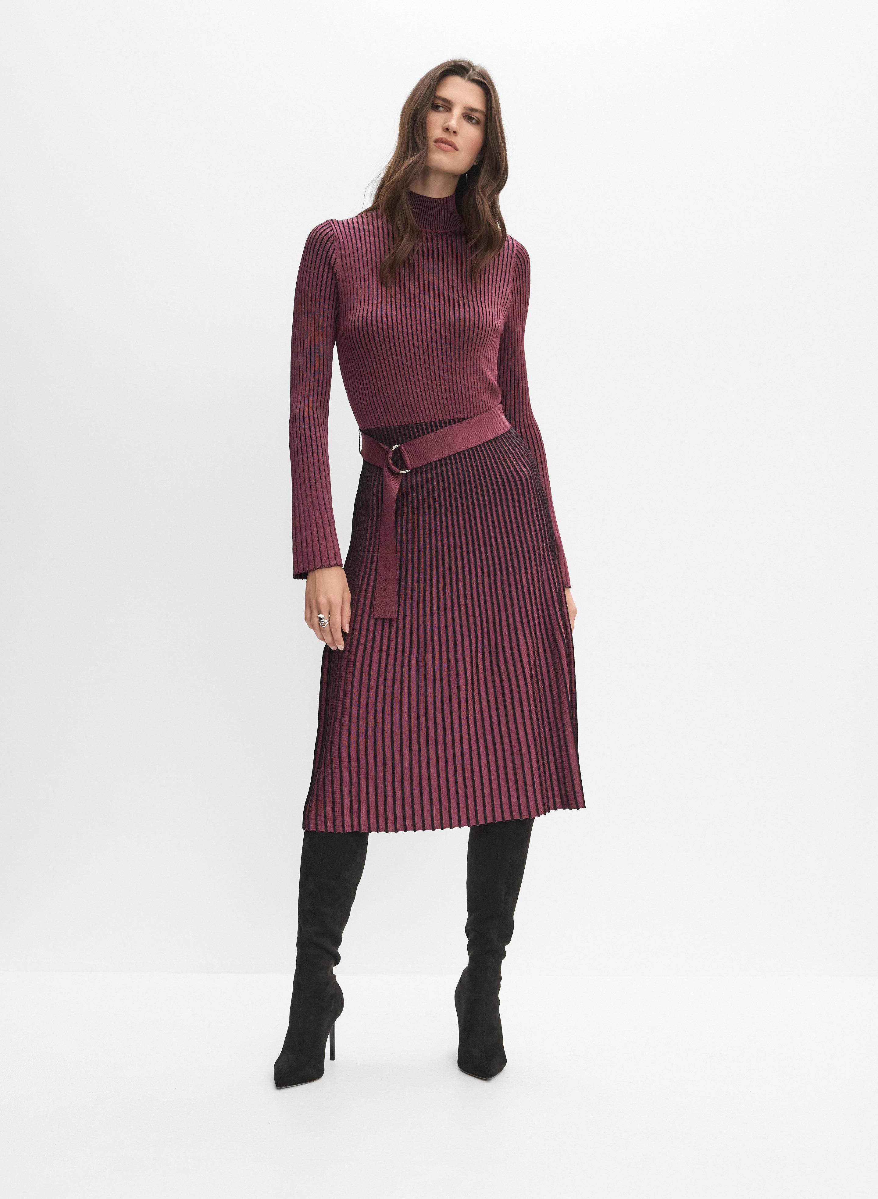 Striped Ribbed Knit Dress