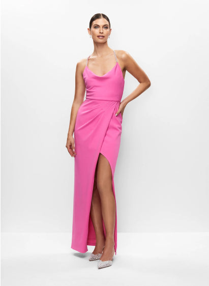 Fall Dresses for Women 2023 Solid Off Shoulder Split Thigh  Dress Dresses for Women (Color : Hot Pink, Size : Large) : Clothing, Shoes  & Jewelry
