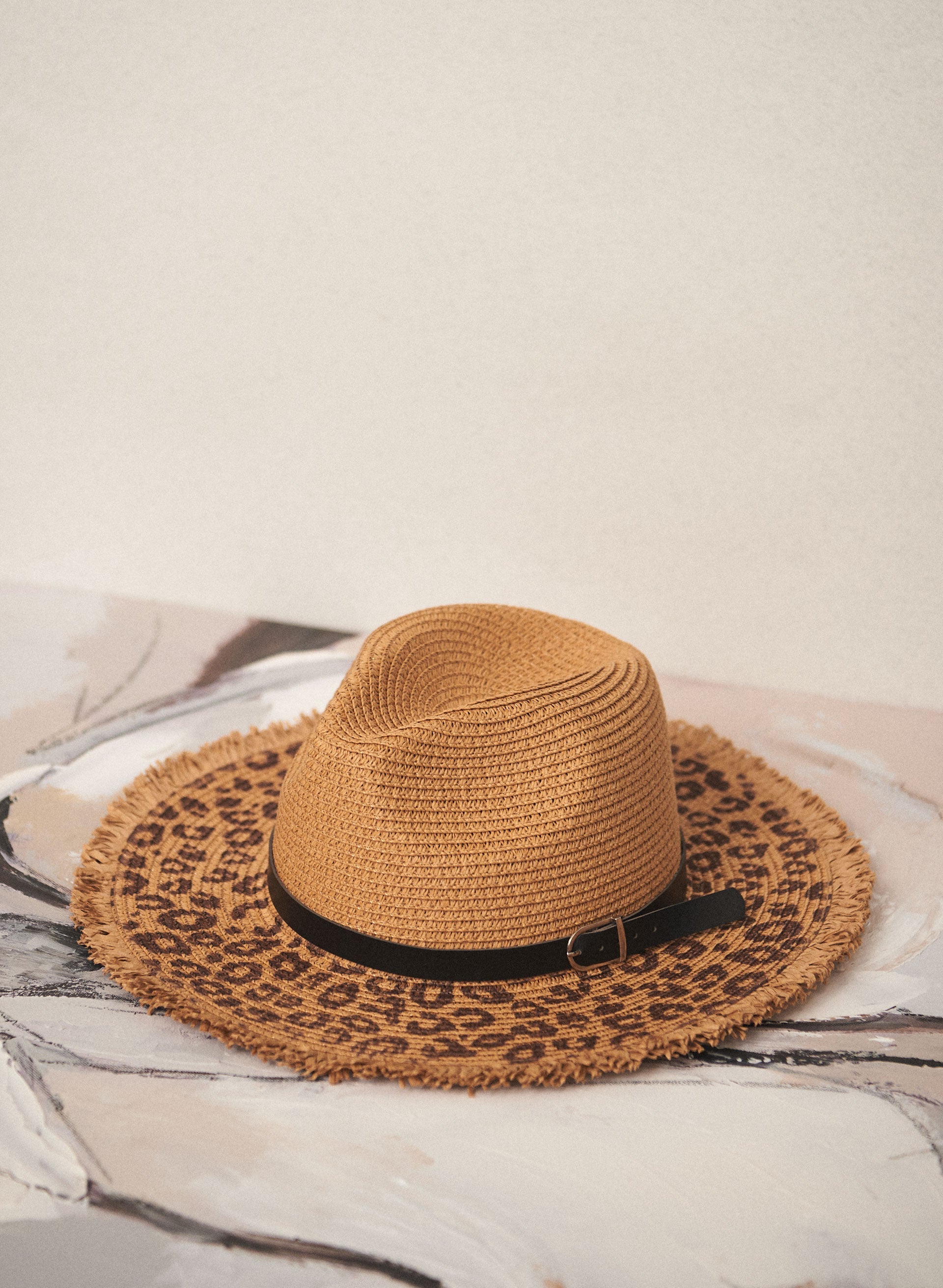 Leopard Print Panama Hat
