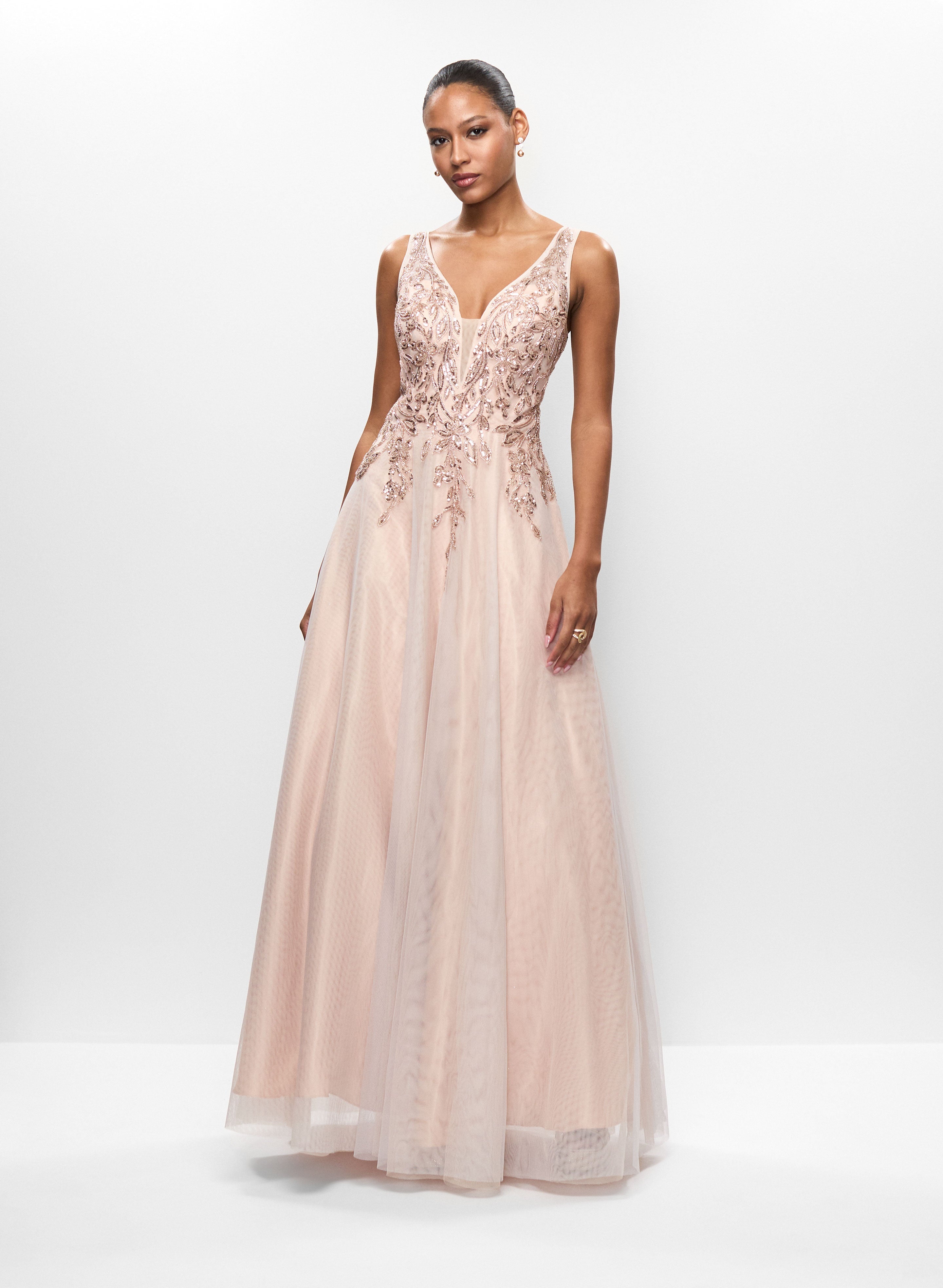 Peach online beaded dress