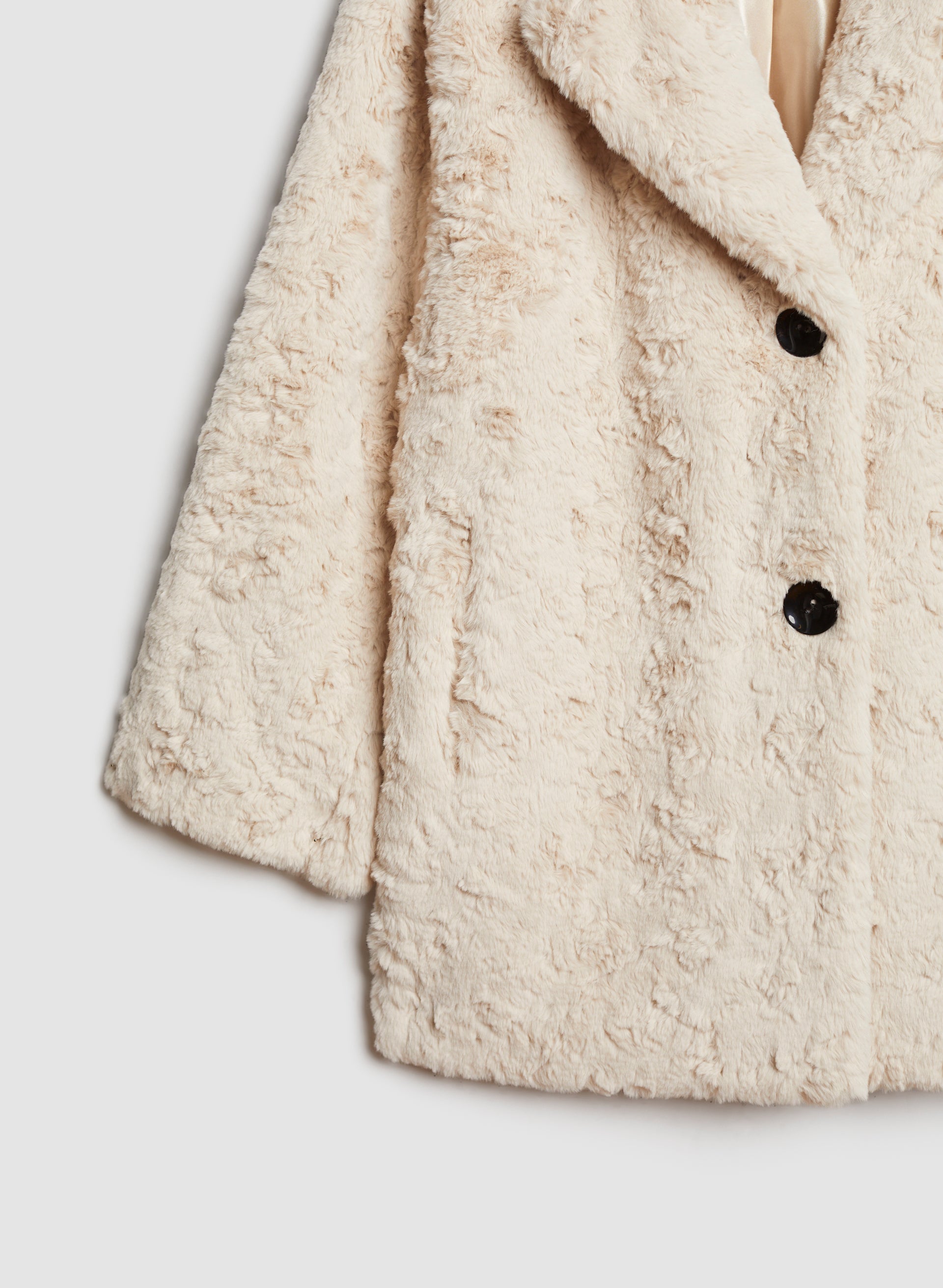 Notch collar faux fur coat clearance