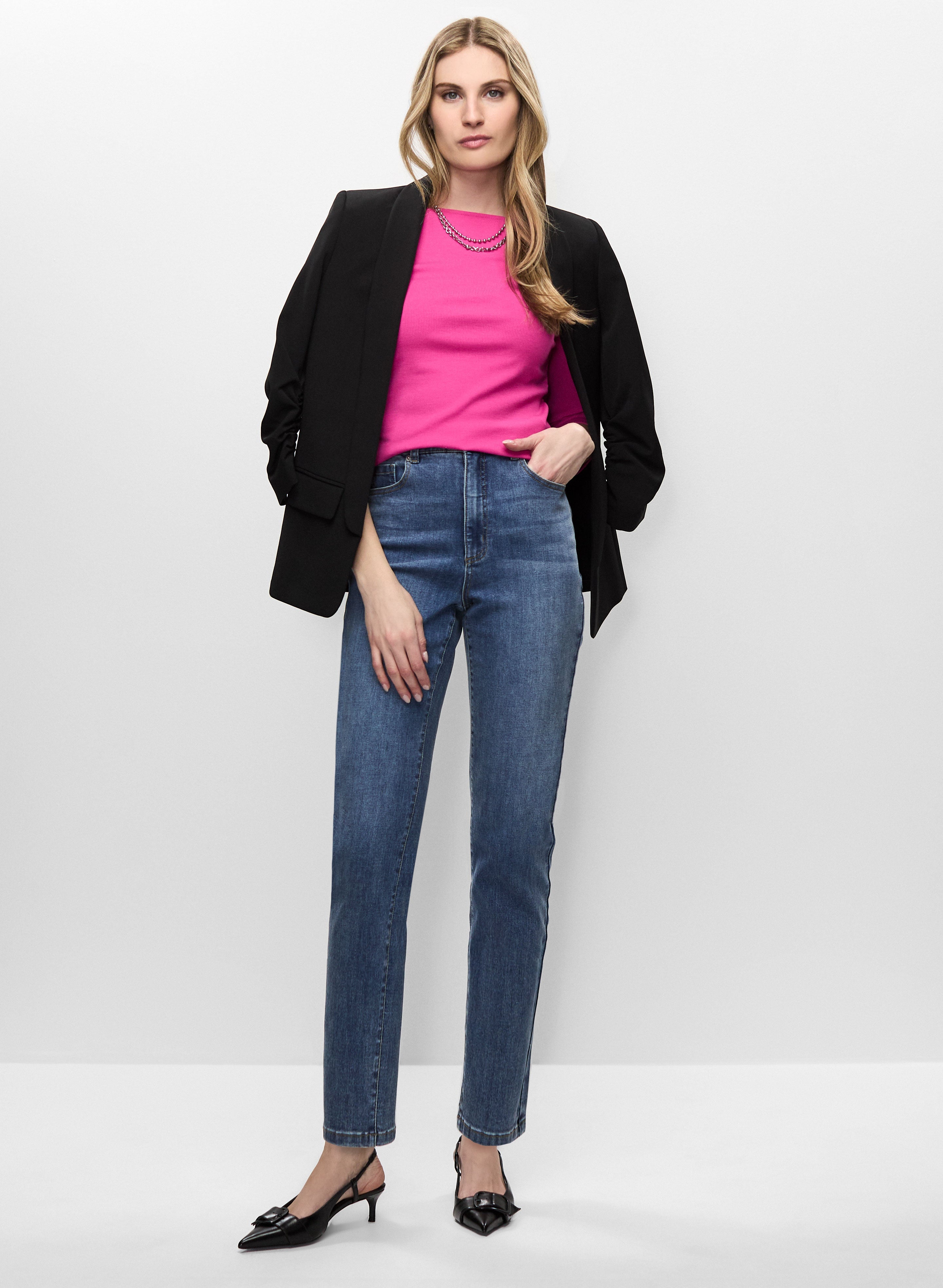 Roll-Up Sleeve Jacket & Straight Leg Jeans