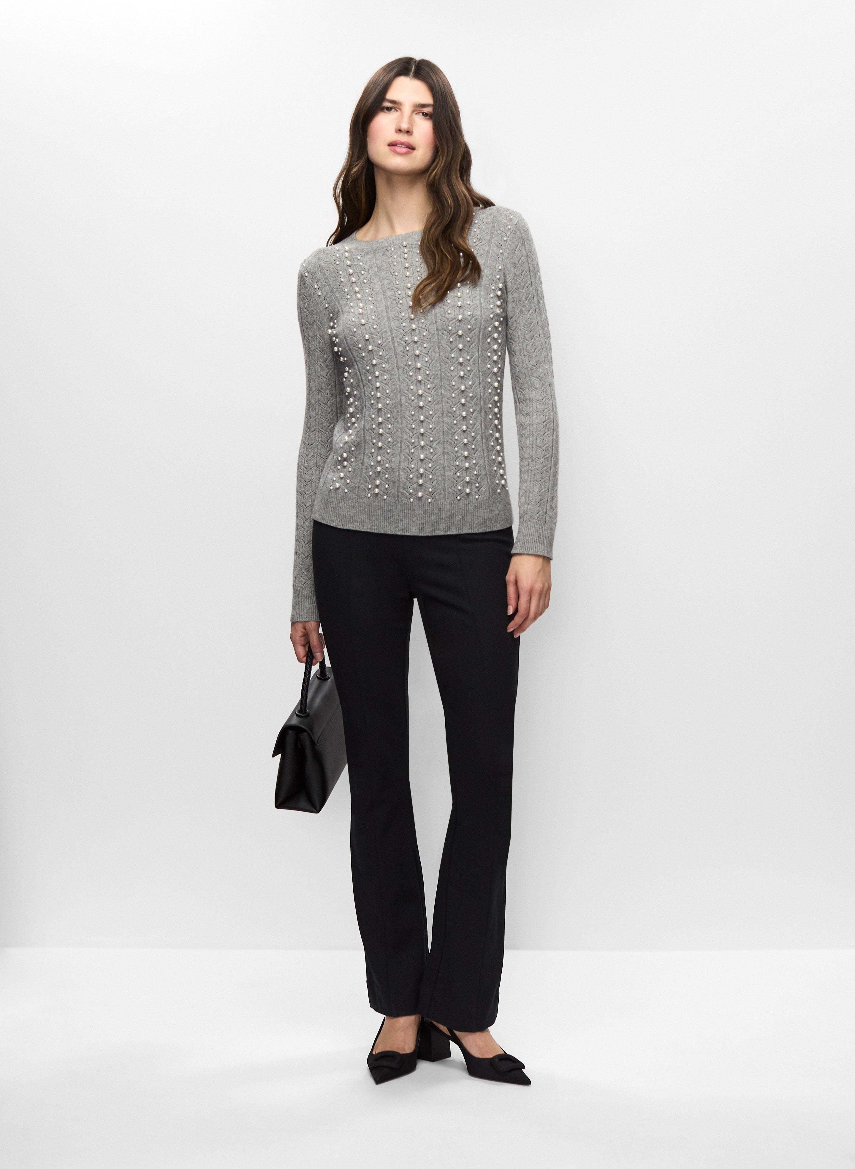 Pearl Studded Sweater & Flare Pants