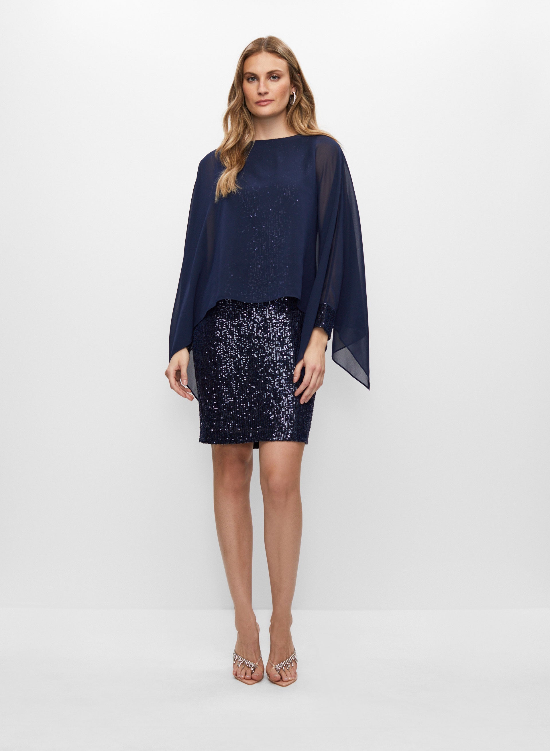 Sequin skirt dress with chiffon top discount