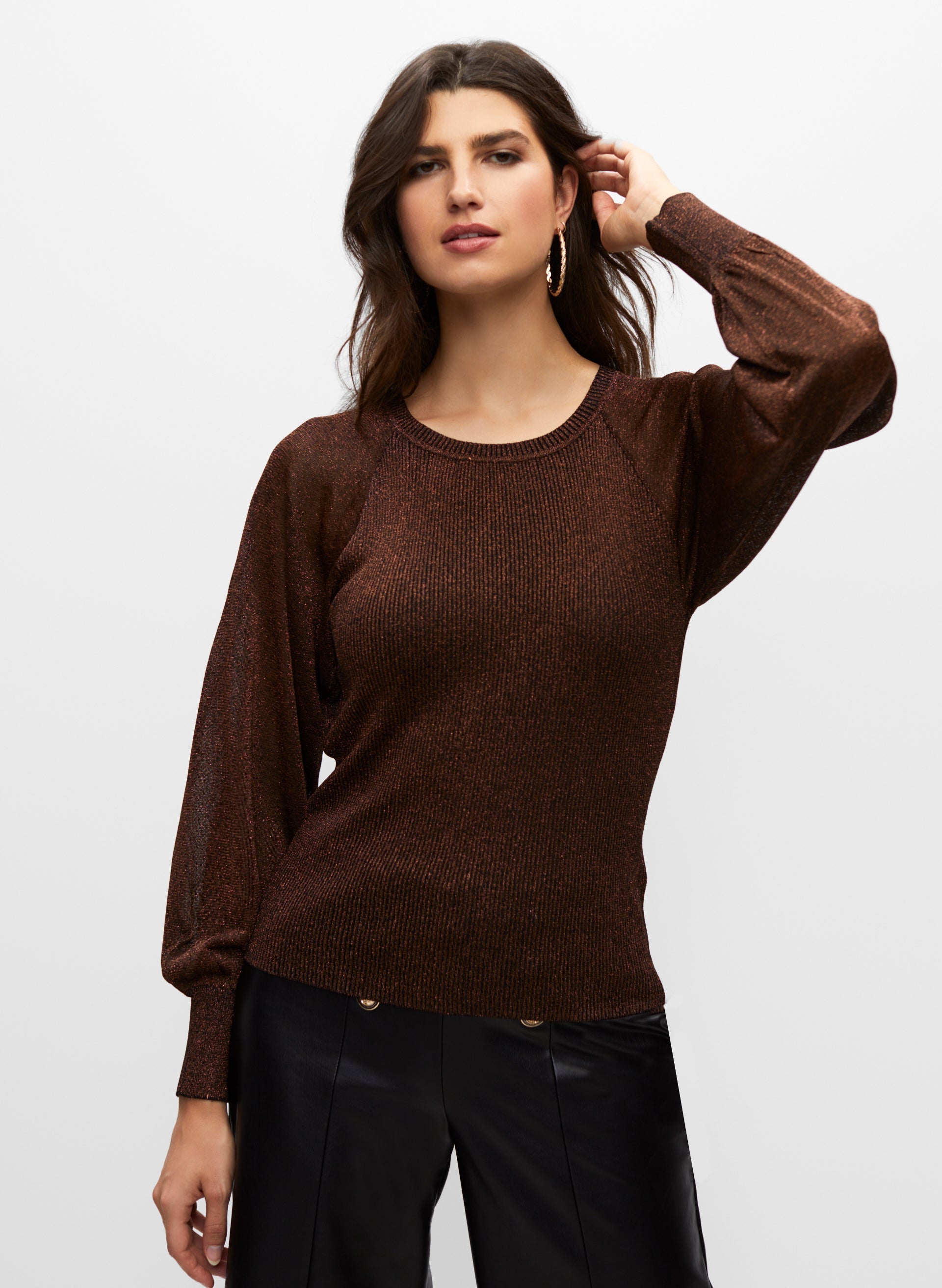 Black puff sleeve sweater sale