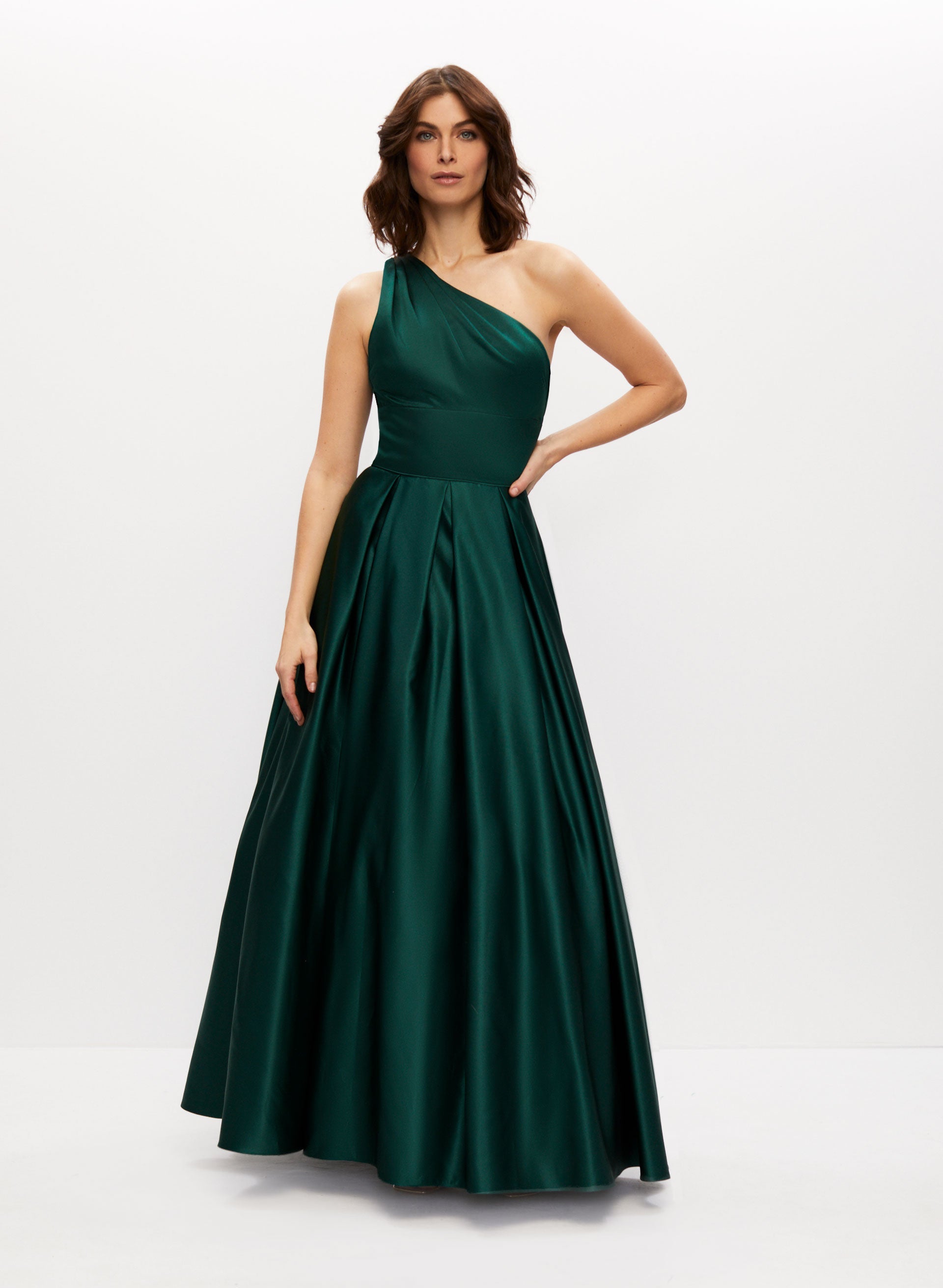 One-Shoulder Satin Ball Gown