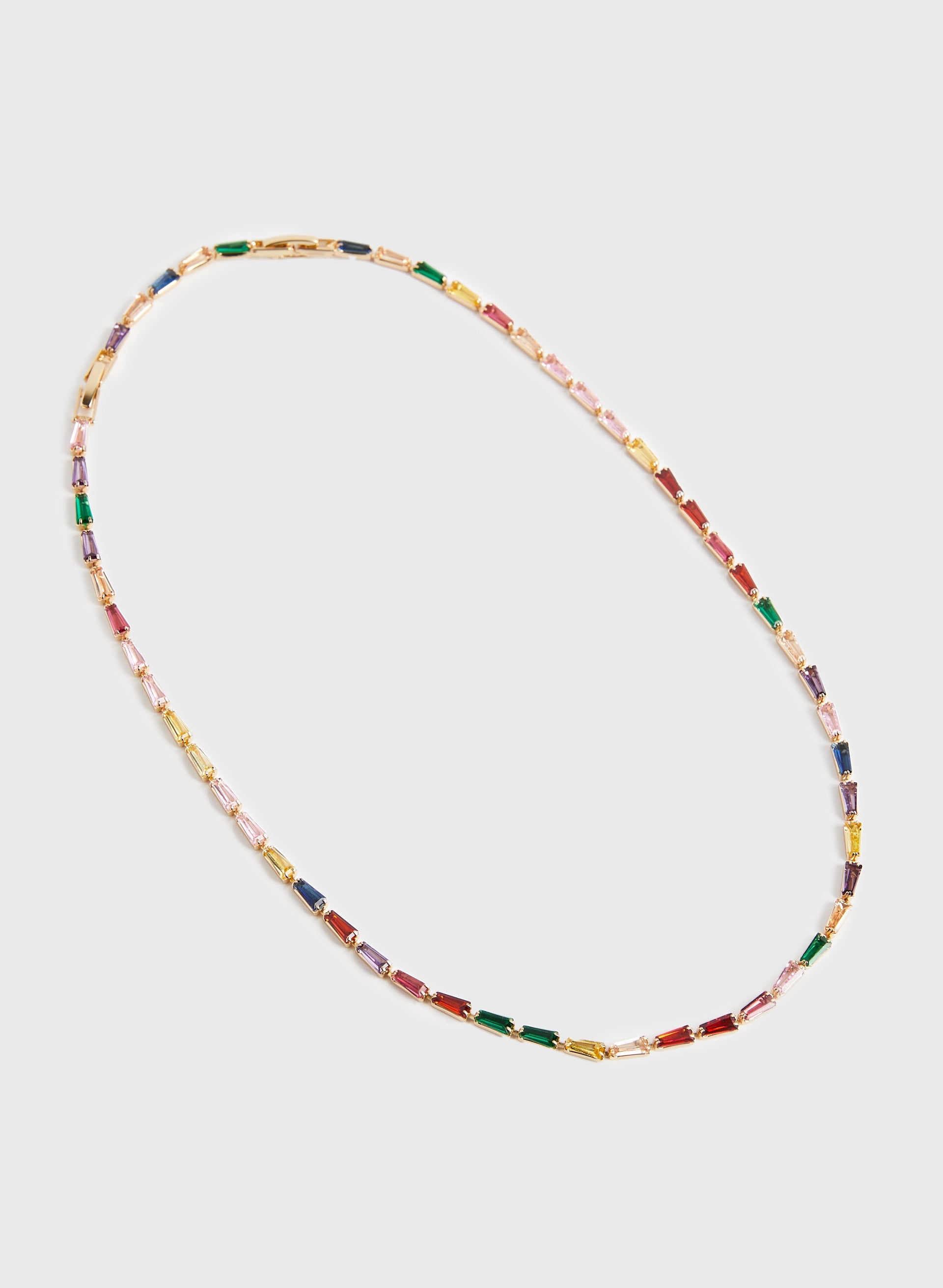 Multicolour Crystal Baguette Necklace