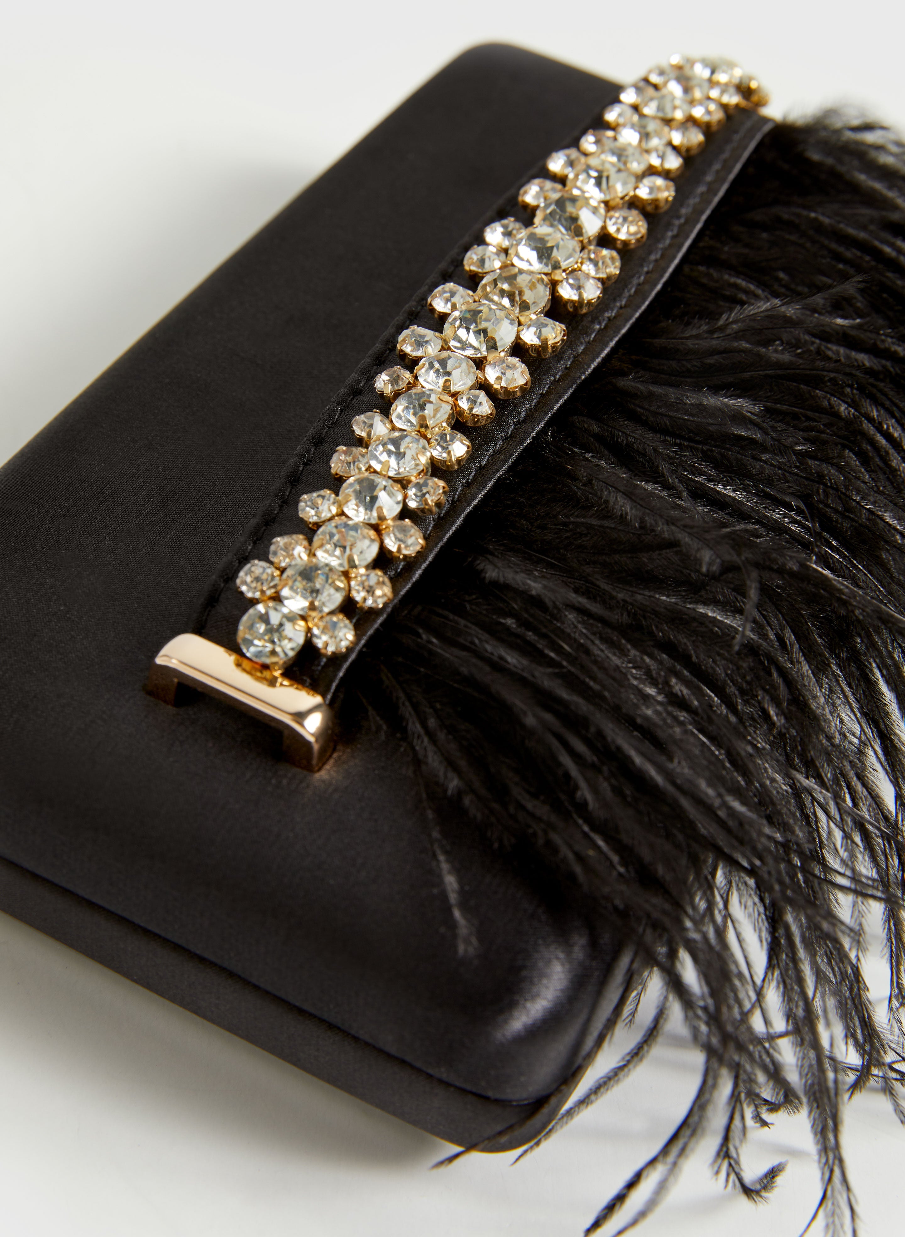 Black feather clutch bag new arrivals