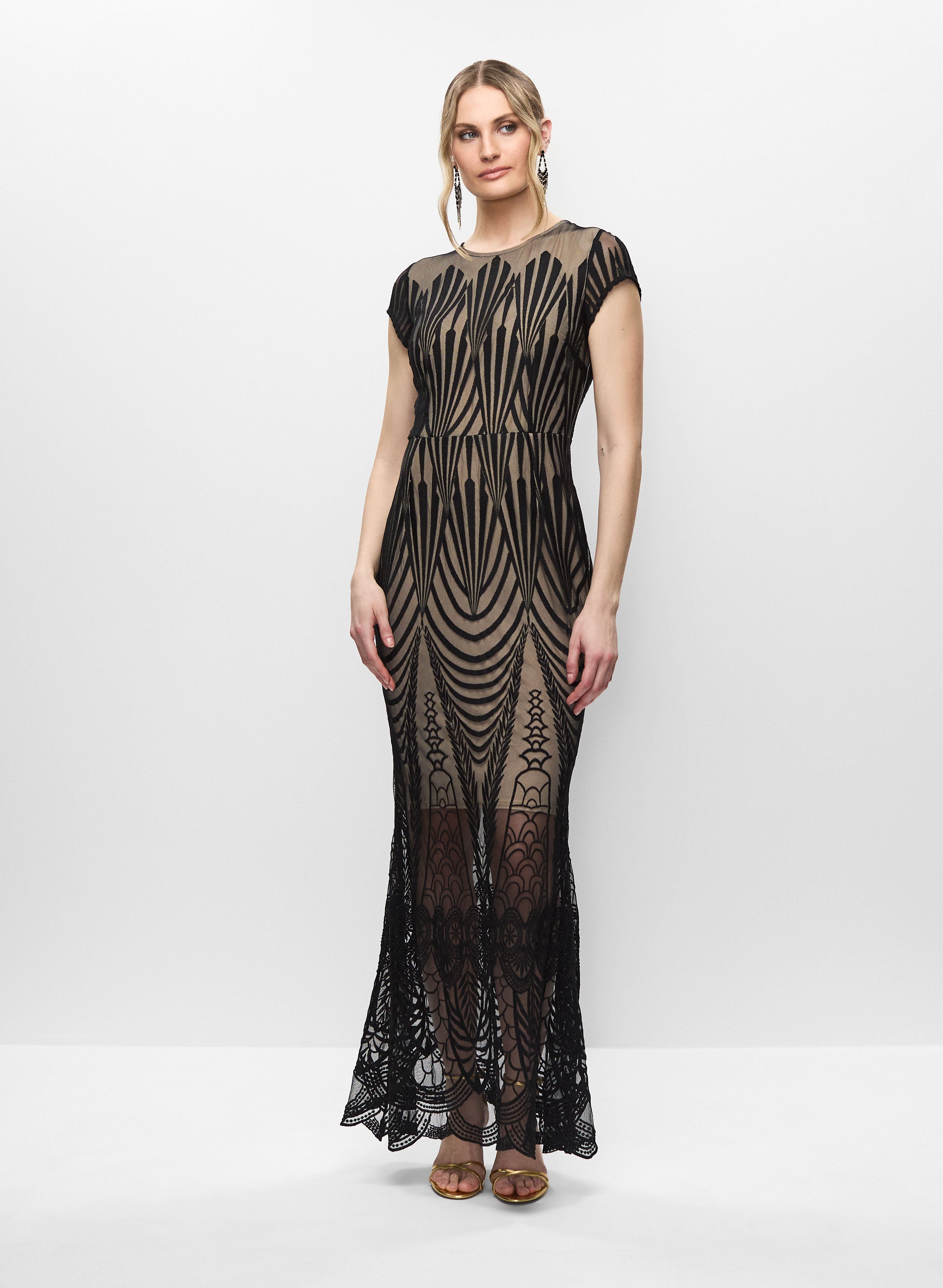 Joseph Ribkoff - Geometric Lace Hem Dress