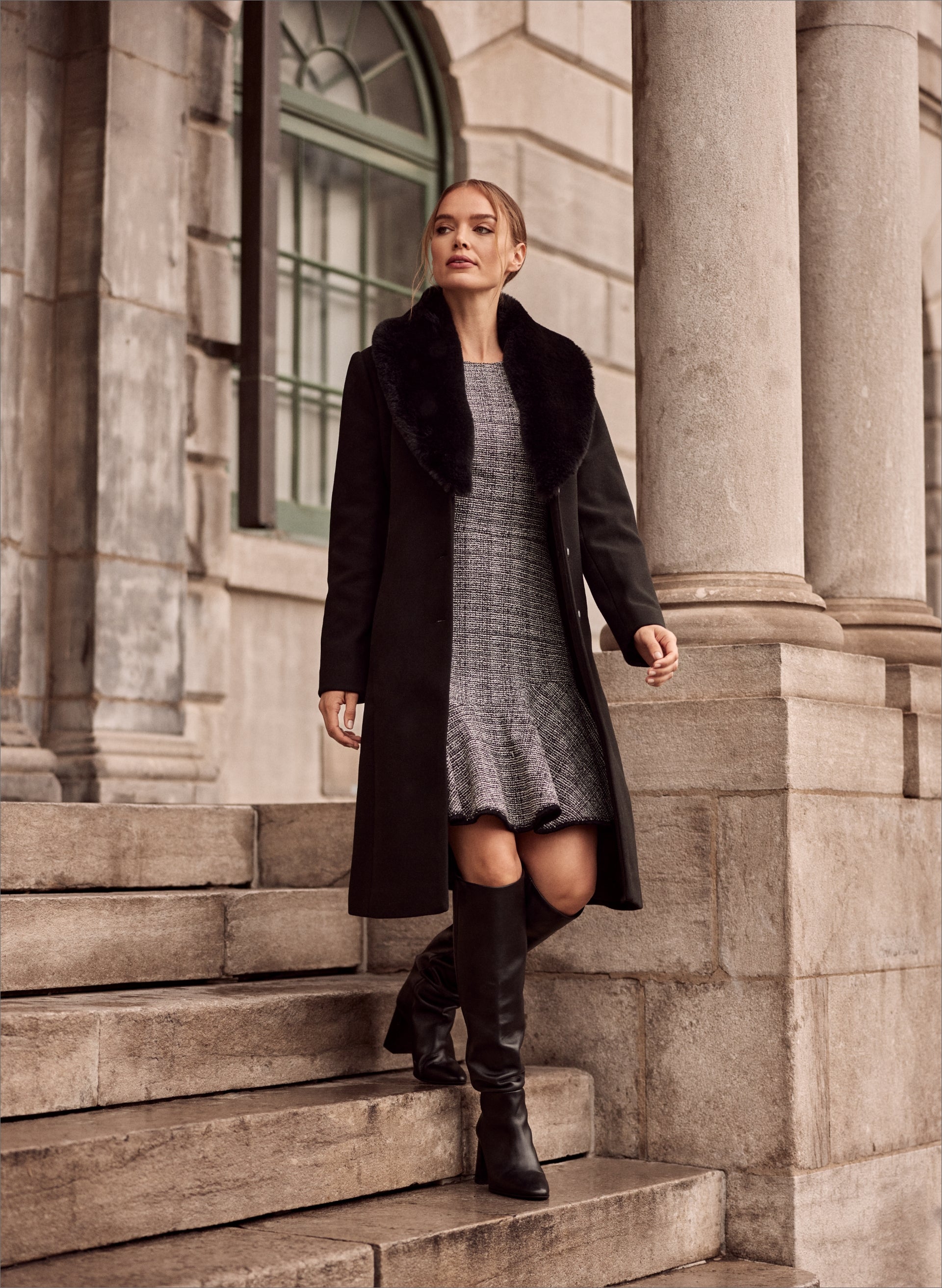 Wool blend coat black on sale