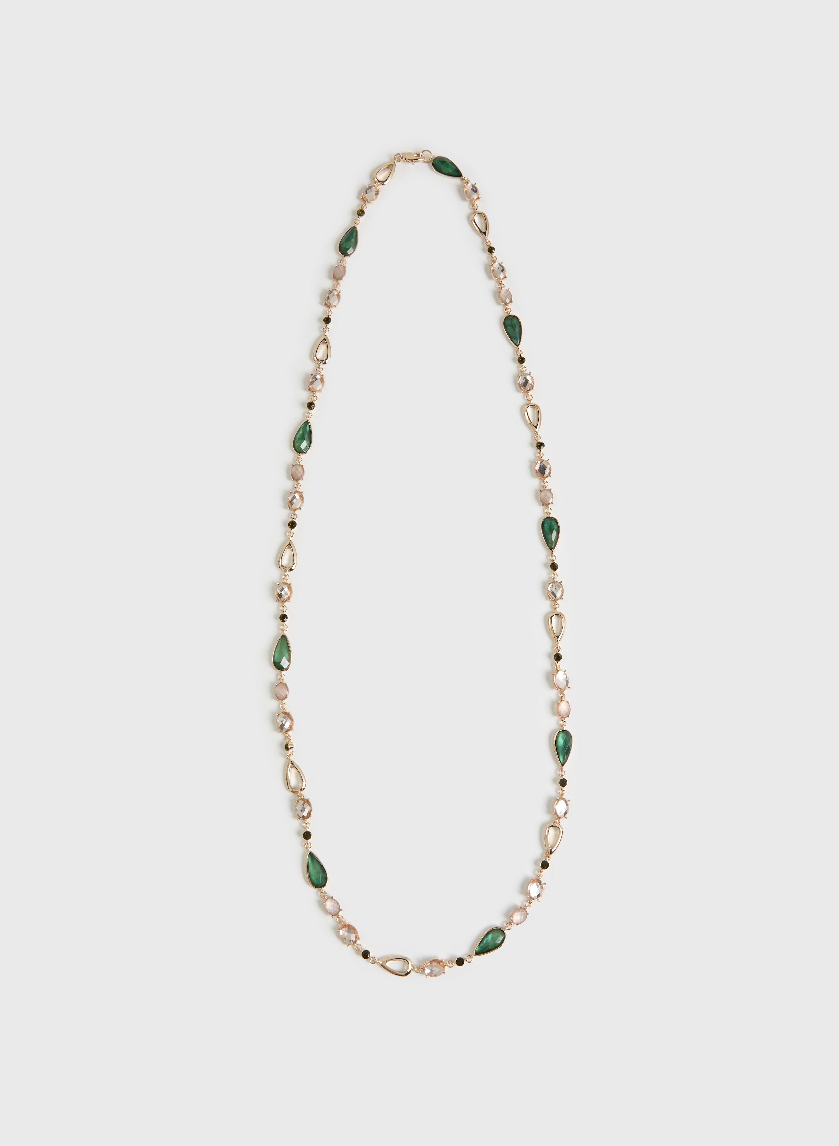 Links & Faceted Stones Necklace