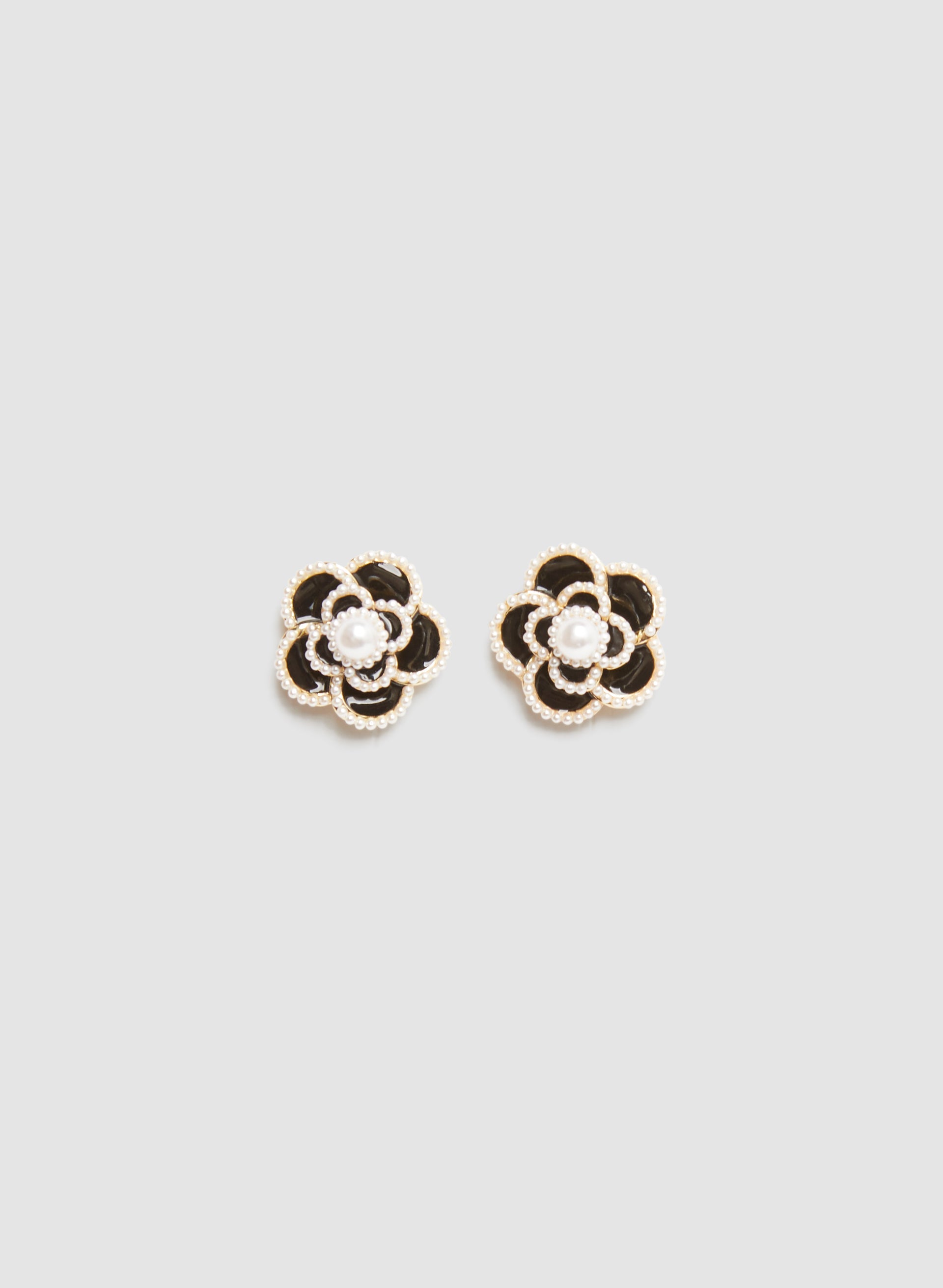Floral Pearl Button Earrings