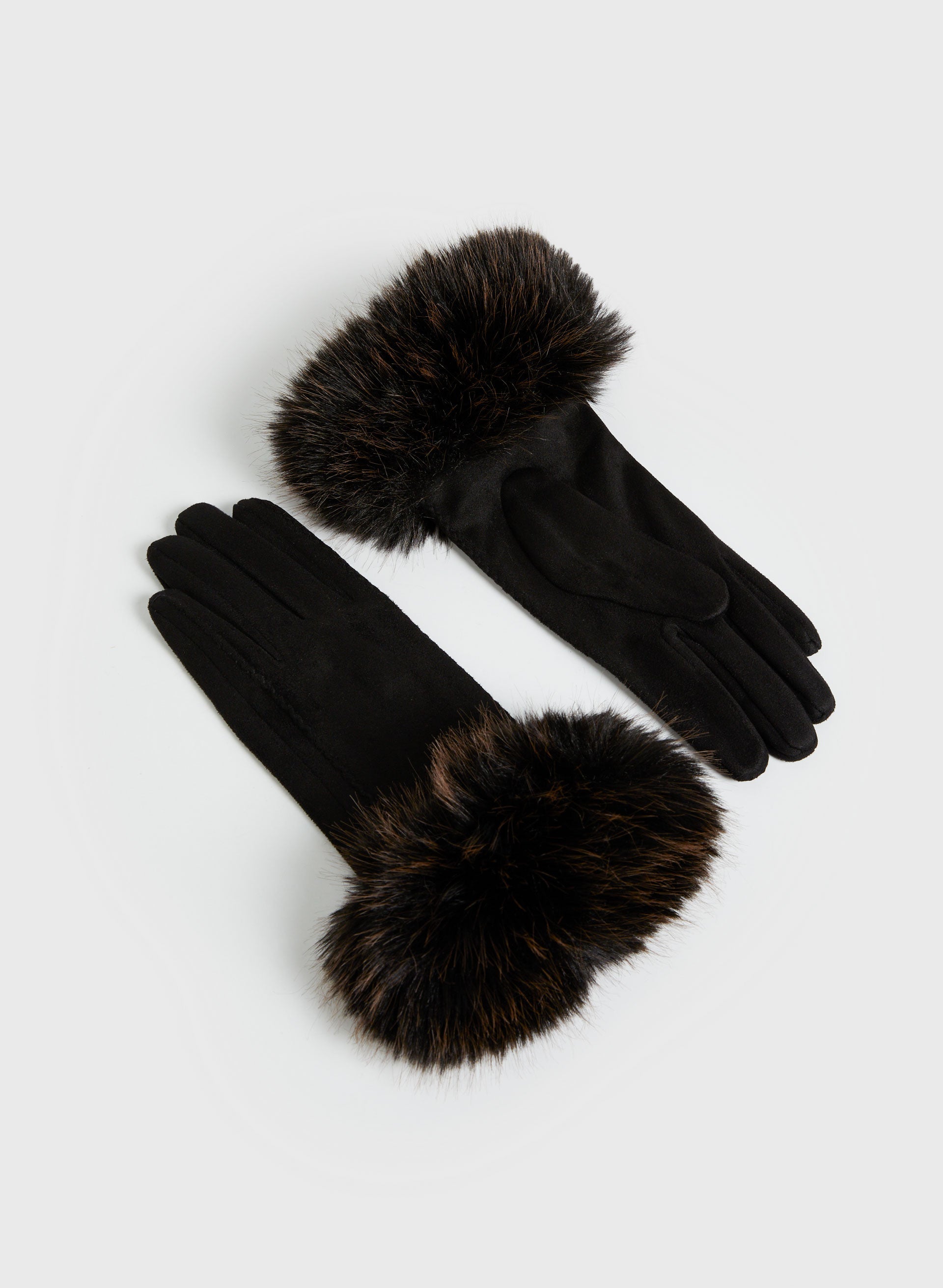 Vegan Fur Trimmed Gloves