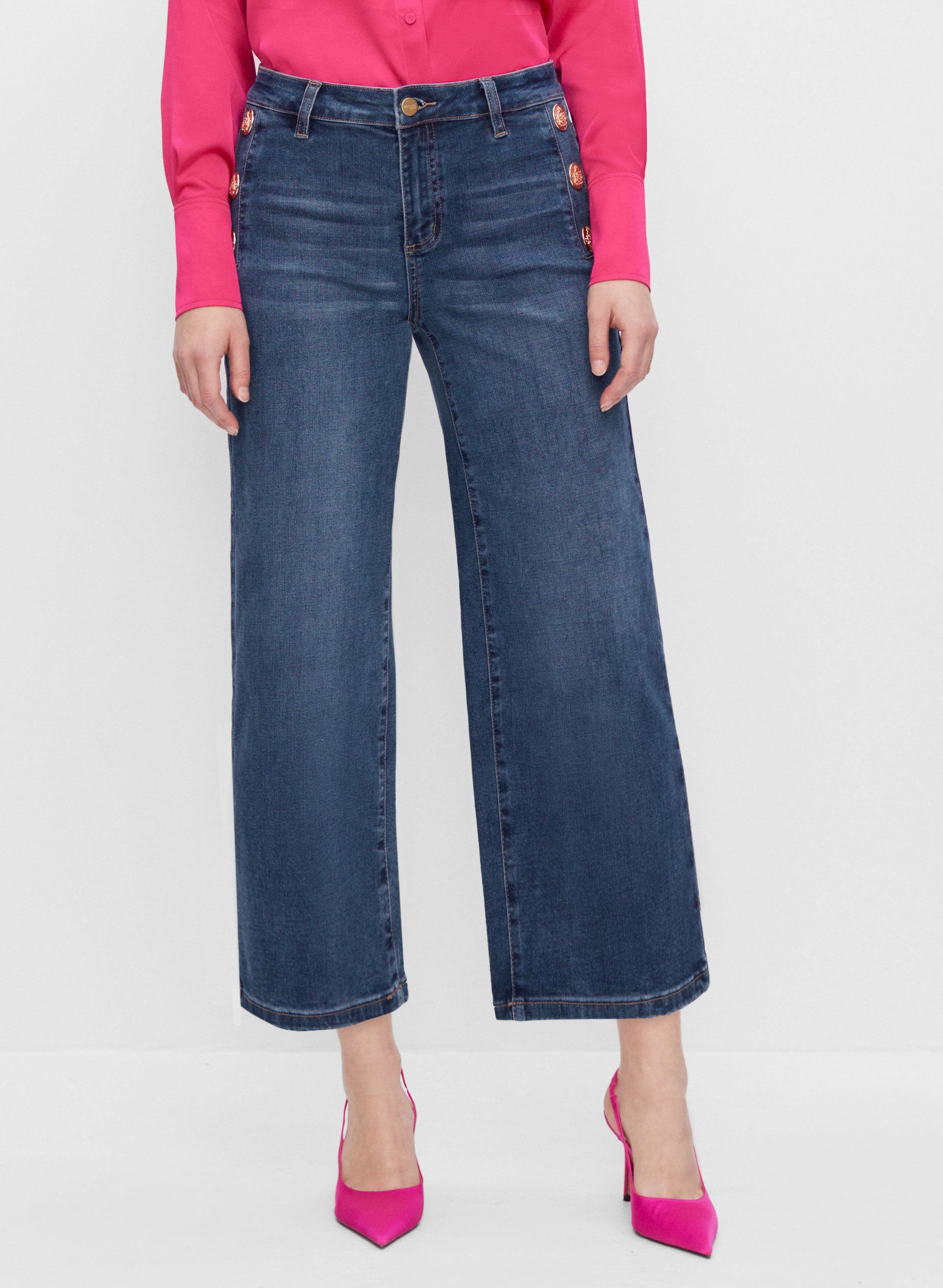 Essential Button Detail Culotte Jeans