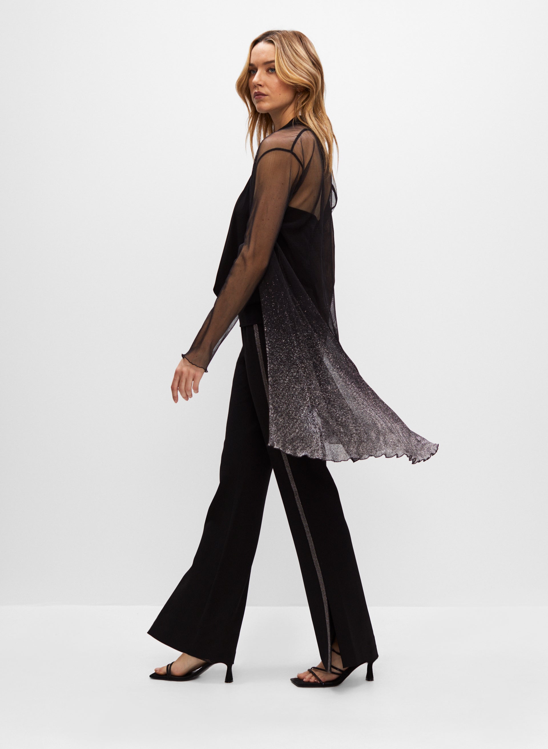 Black sheer cardigan long best sale