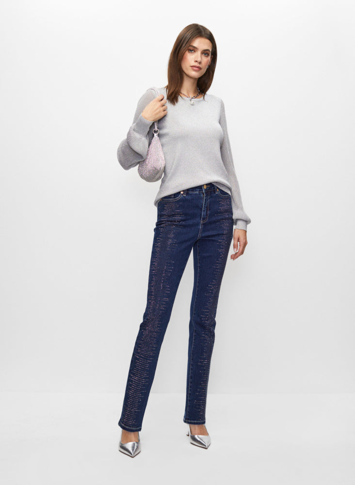Metallic Sweater & Beaded Jeans
