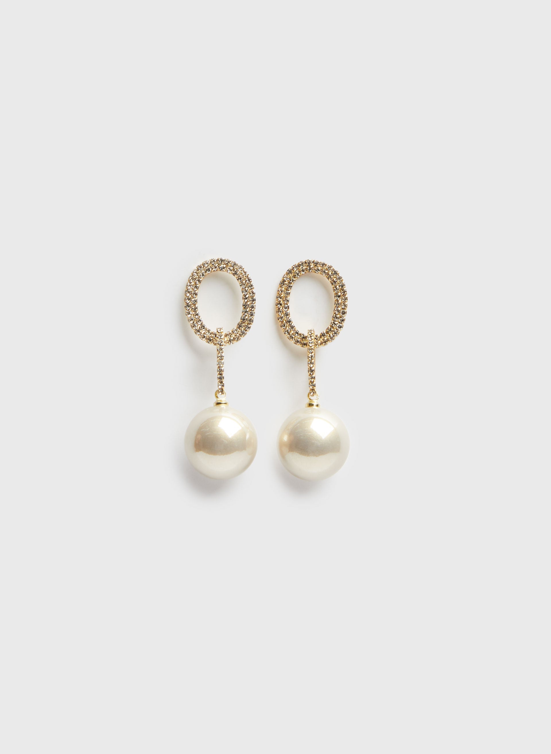 Double Ring Pearl Dangle Earrings