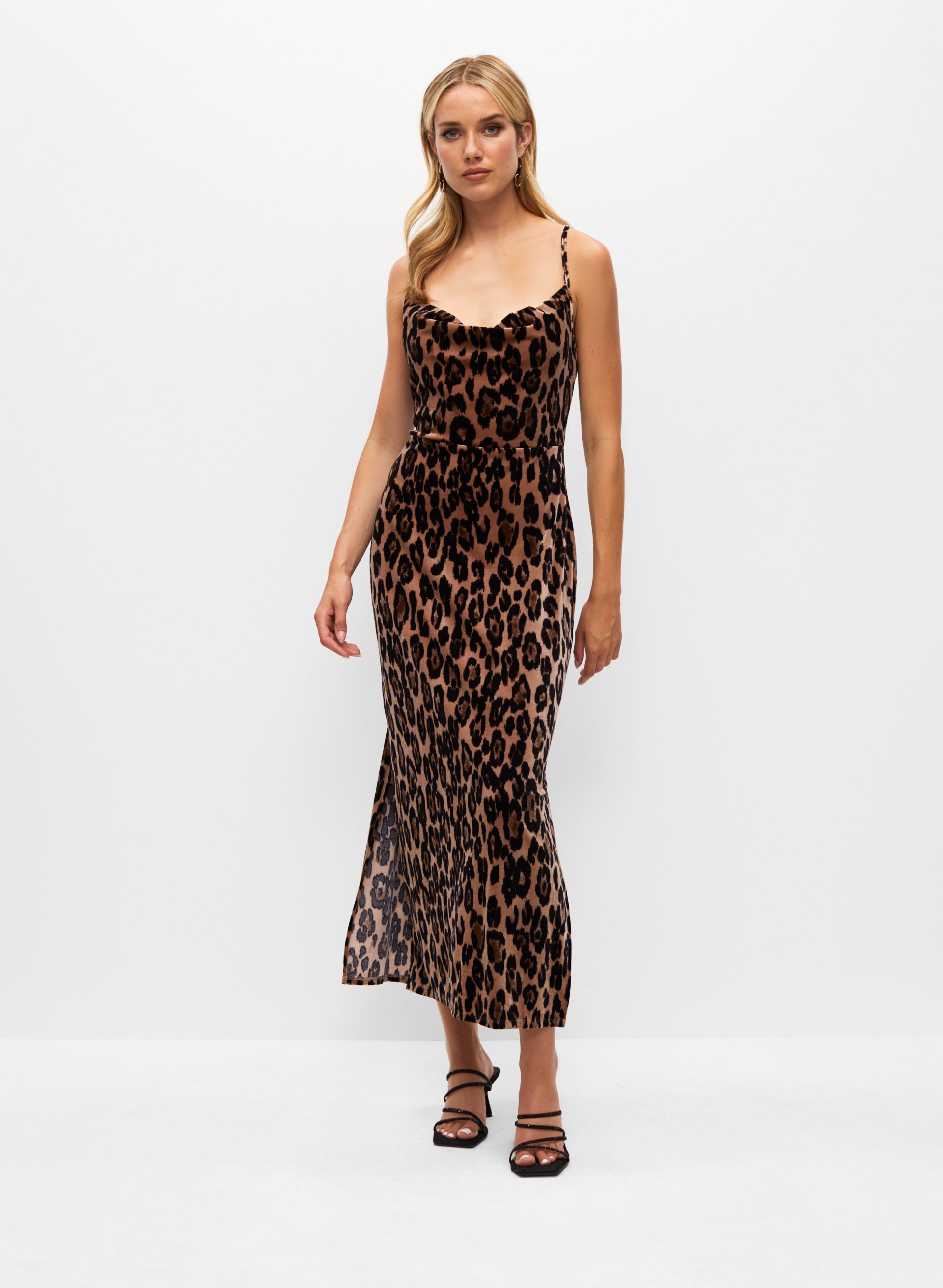 Leopard Print Stretch Velvet Dress