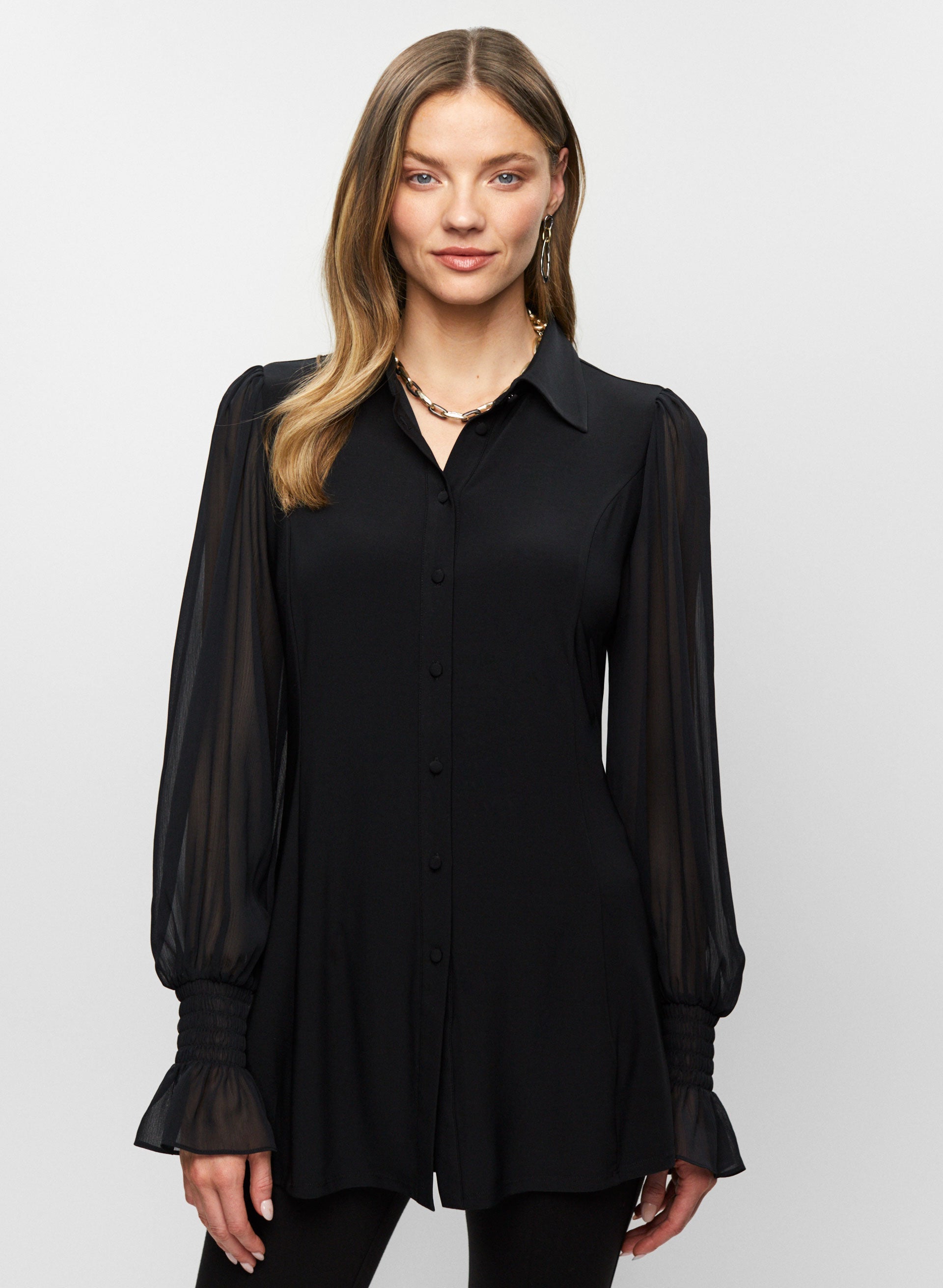 Sheer Sleeve Tunic Shirt