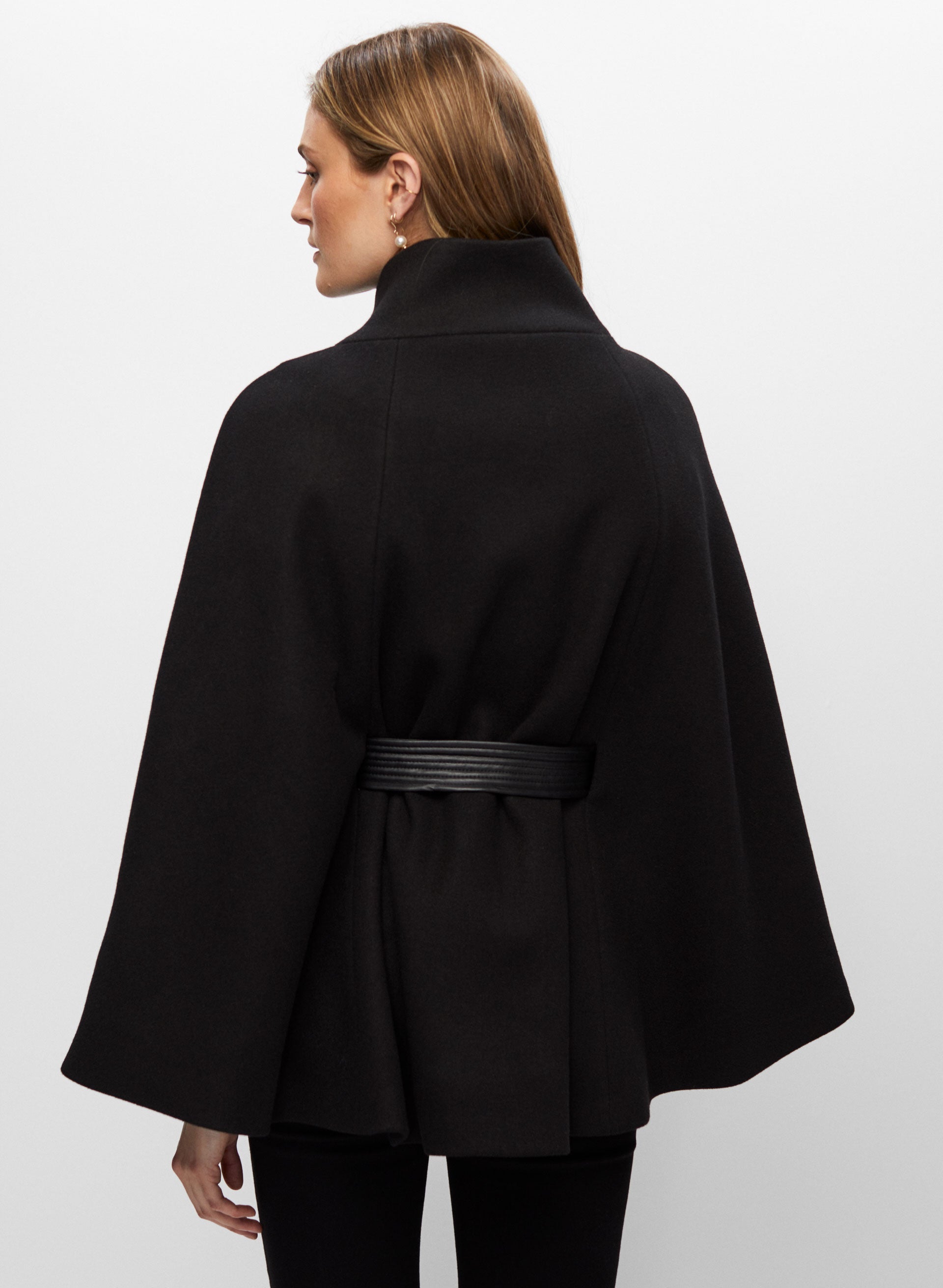 Belted Wool-Blend Cape