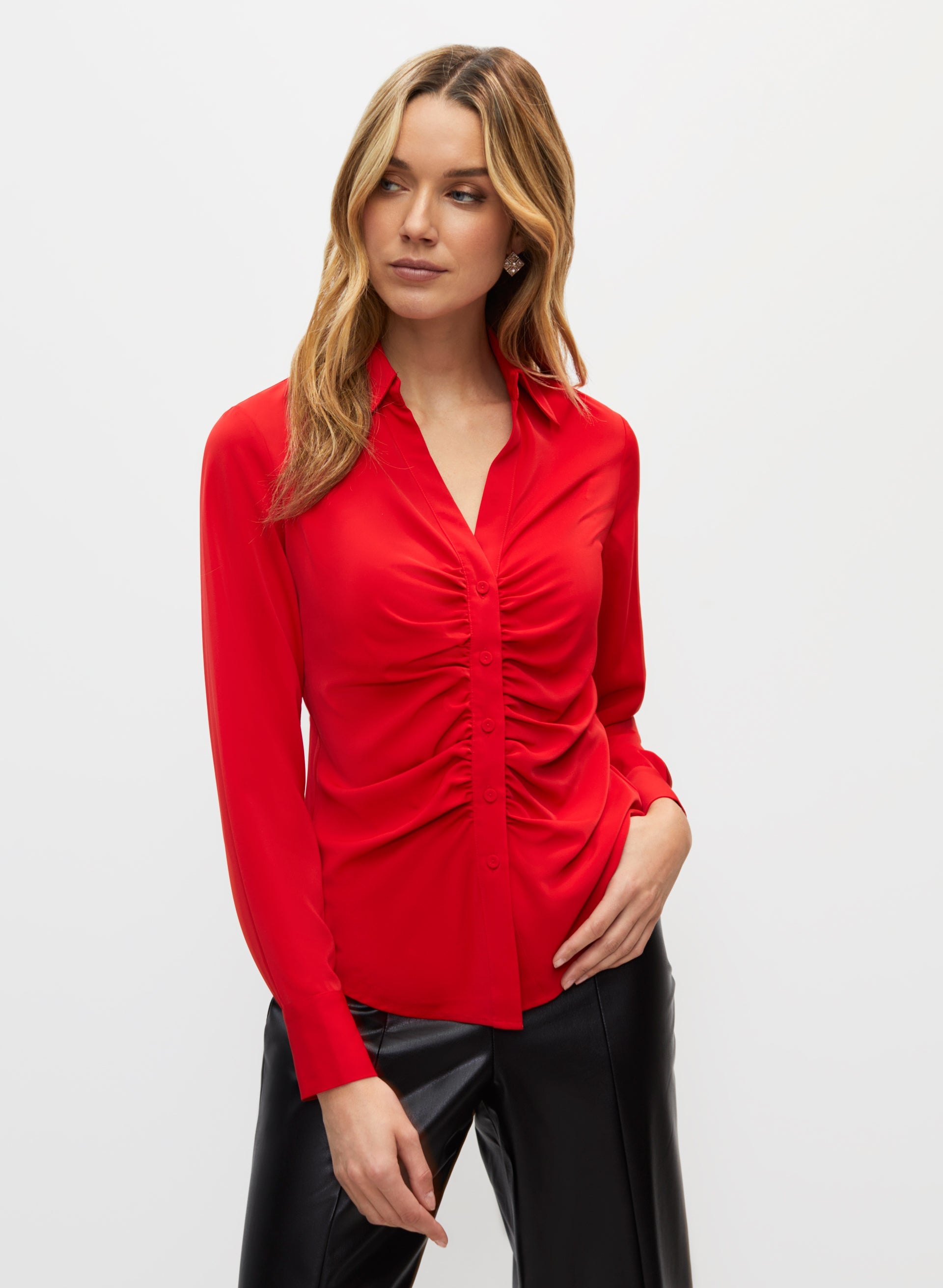 Ruched Satin Blouse