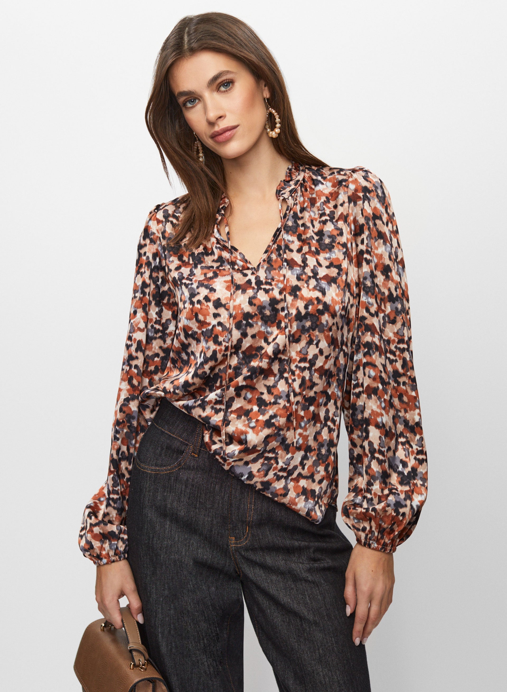 Satin leopard blouse hot sale