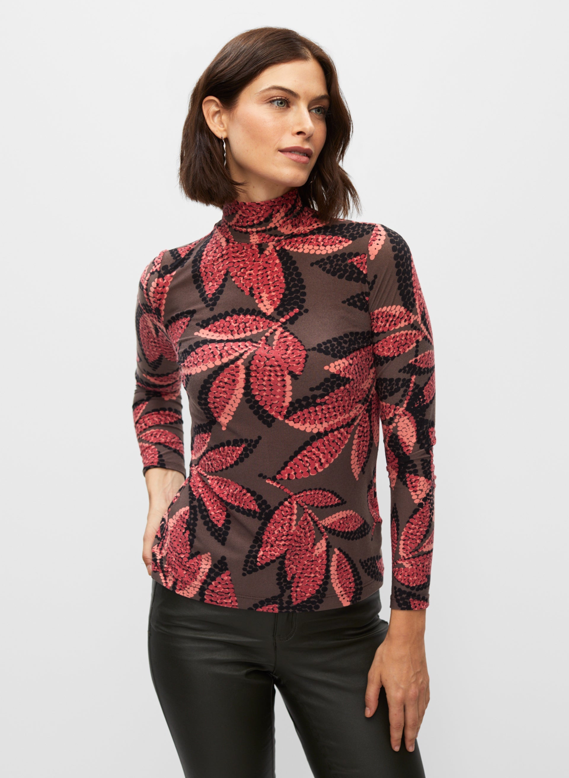 Dotted Leaf Print Top