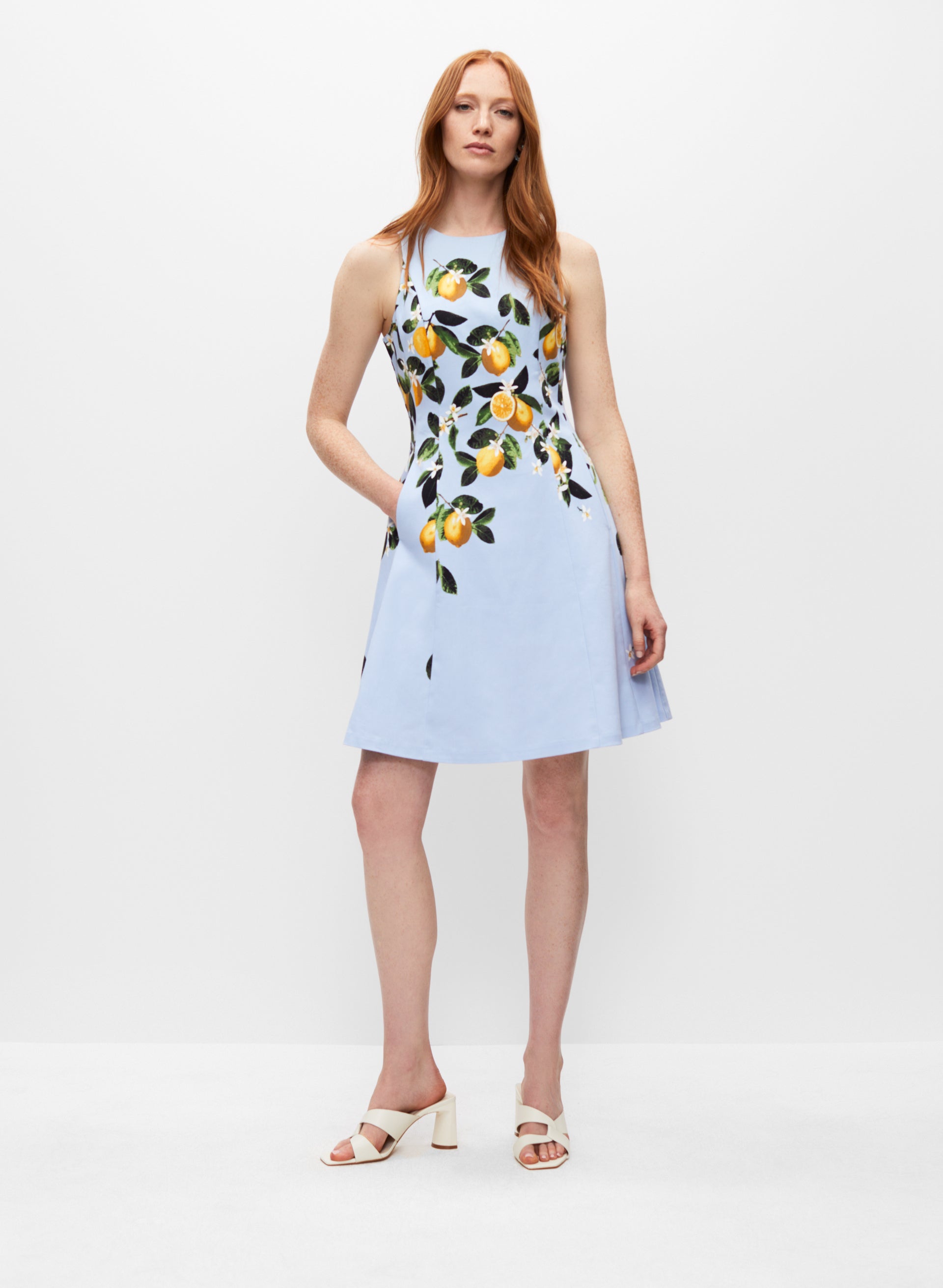 Blue lemon print dress online