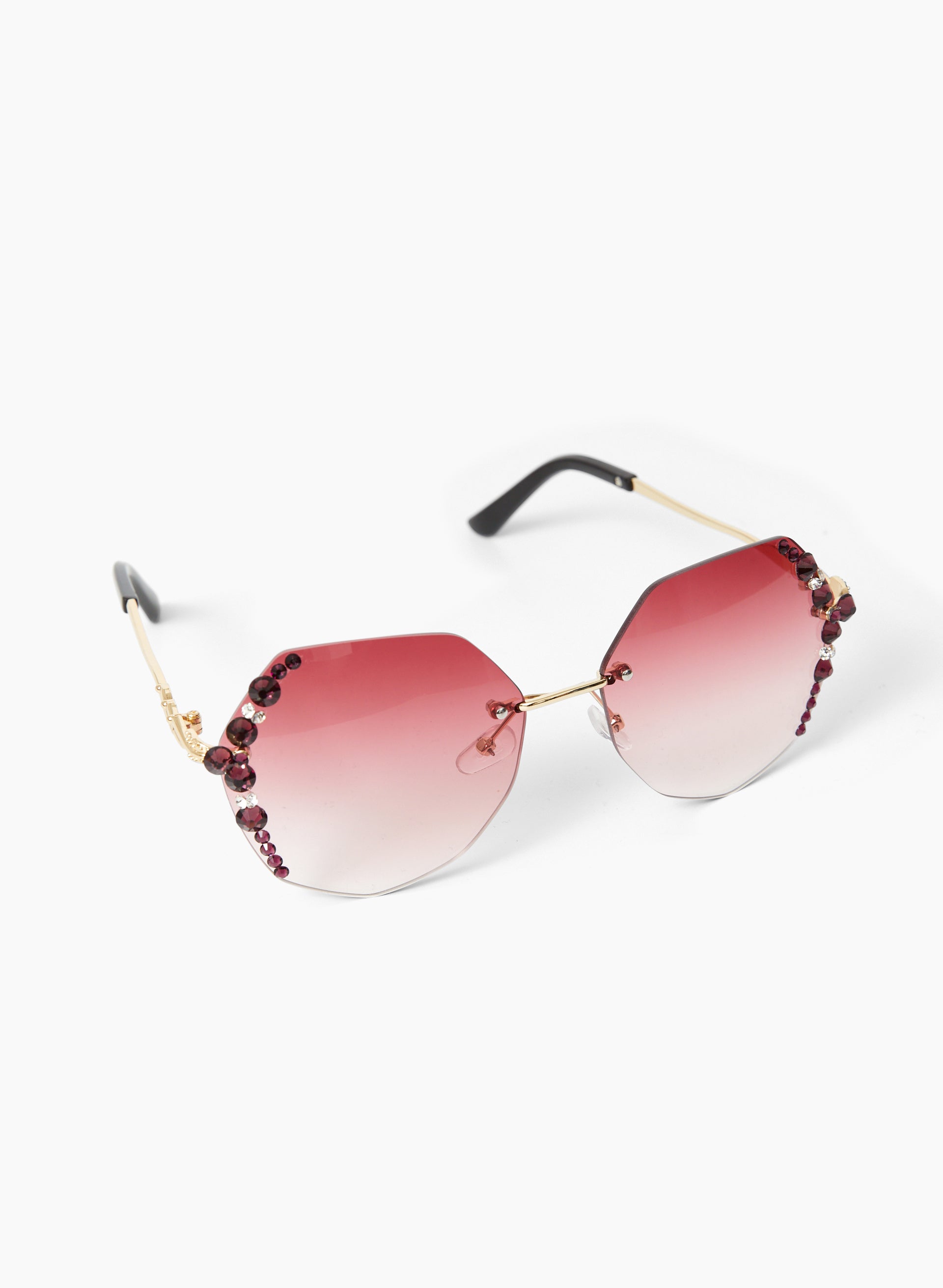 Faceted Stone Detail Sunglasses