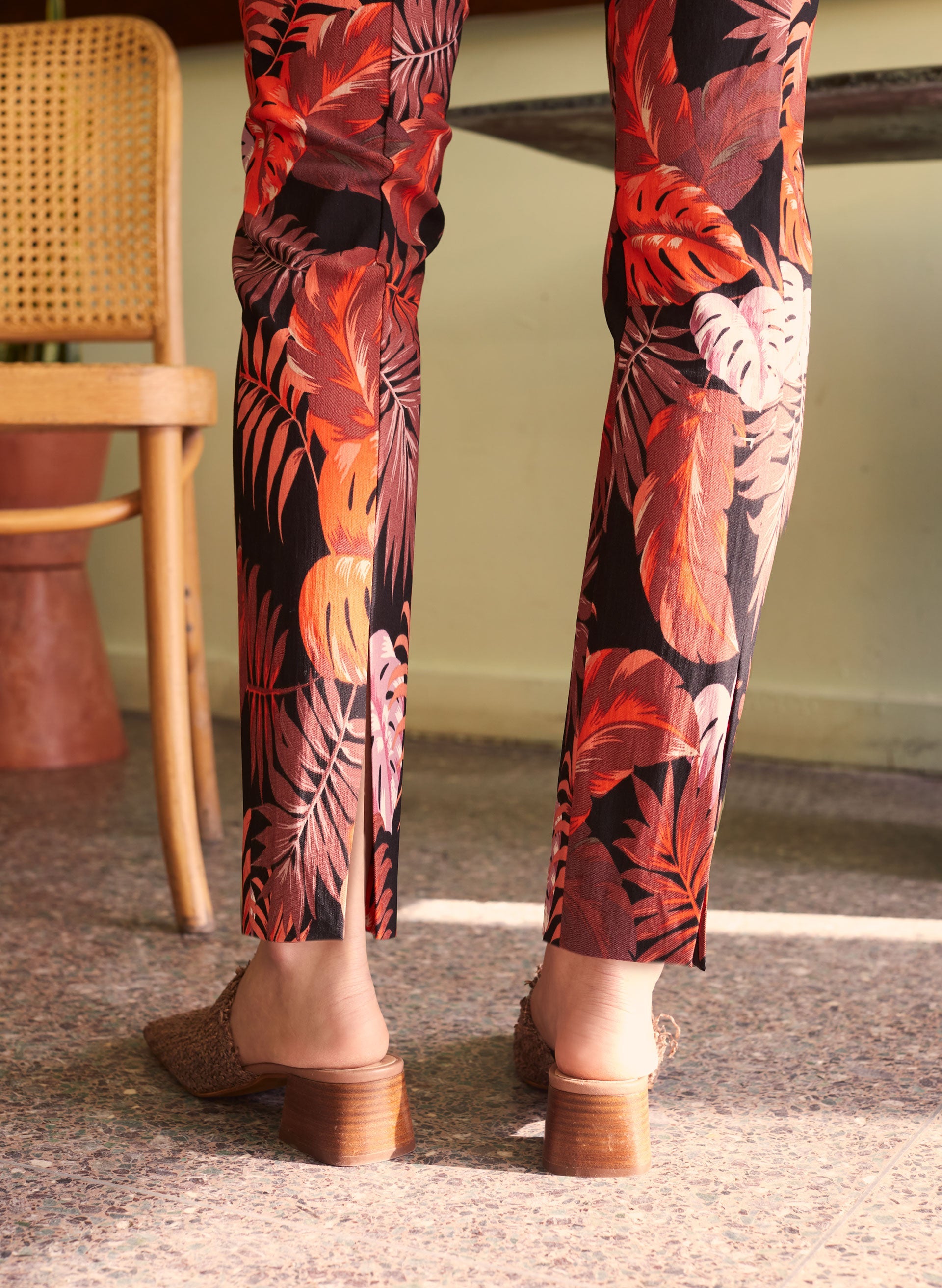 Amber Palm Leaf Print Pants