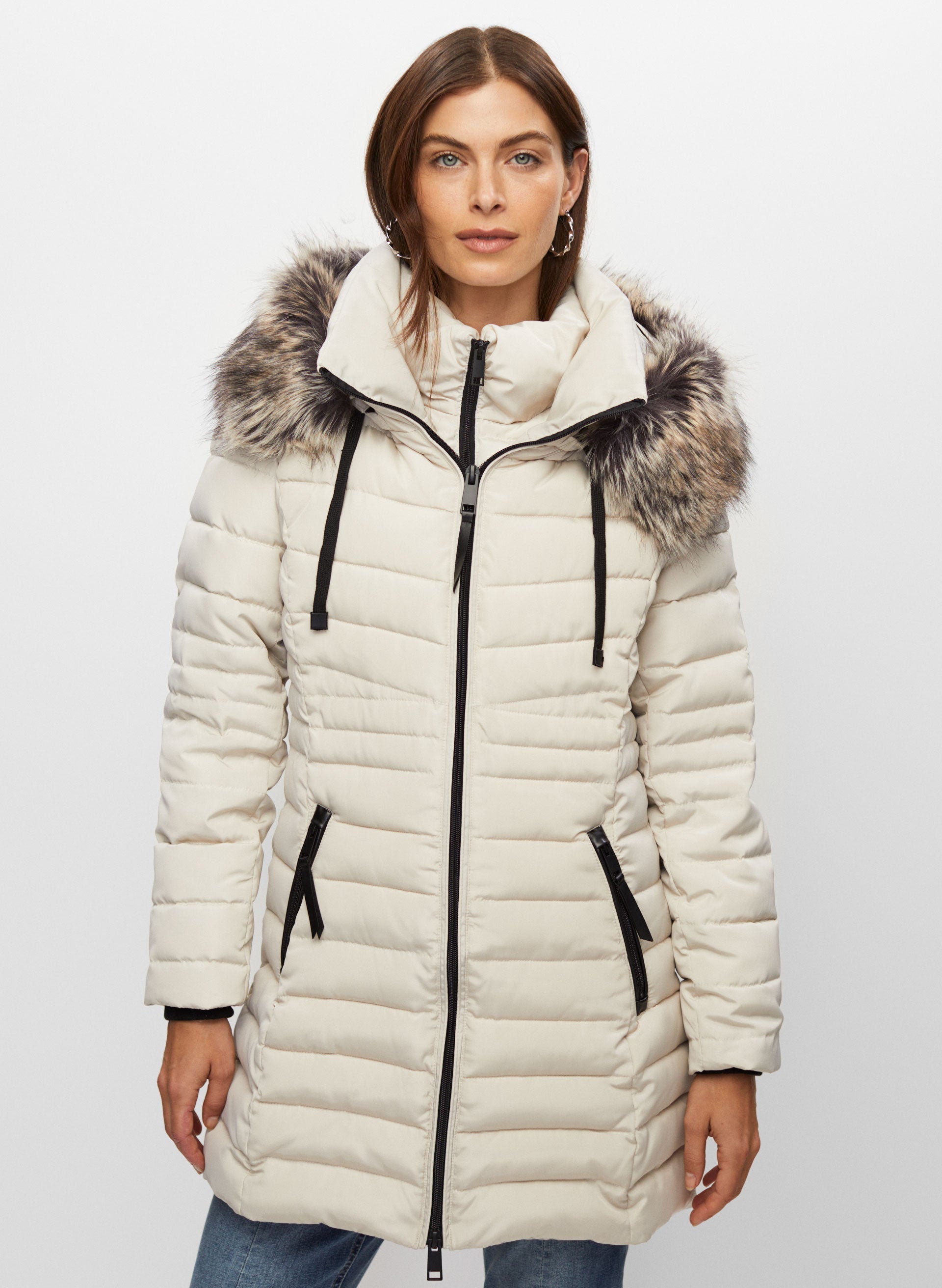 Quilted jacket with fur hood womens outlet