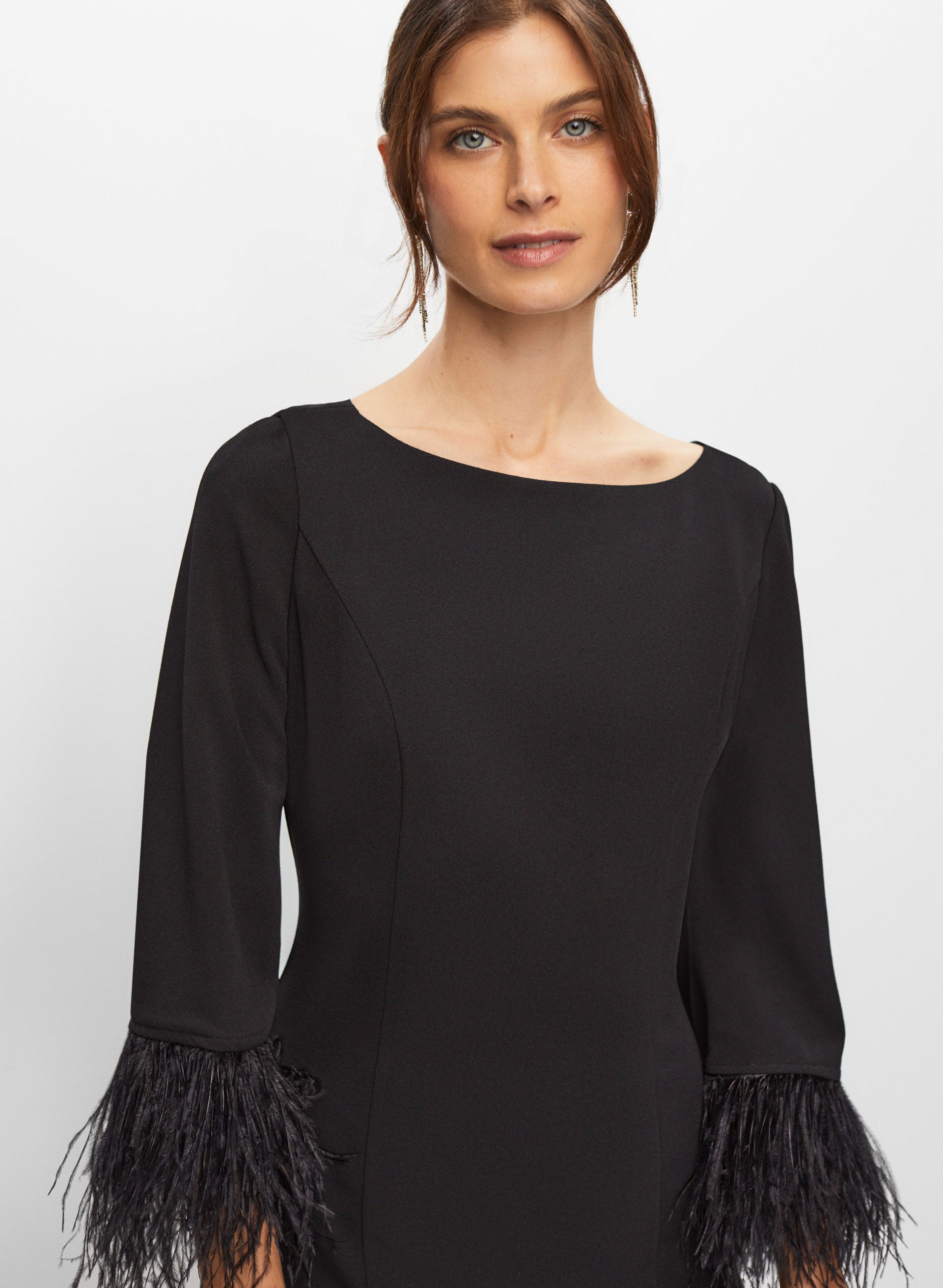 Adrianna Papell Feather Trim Dress