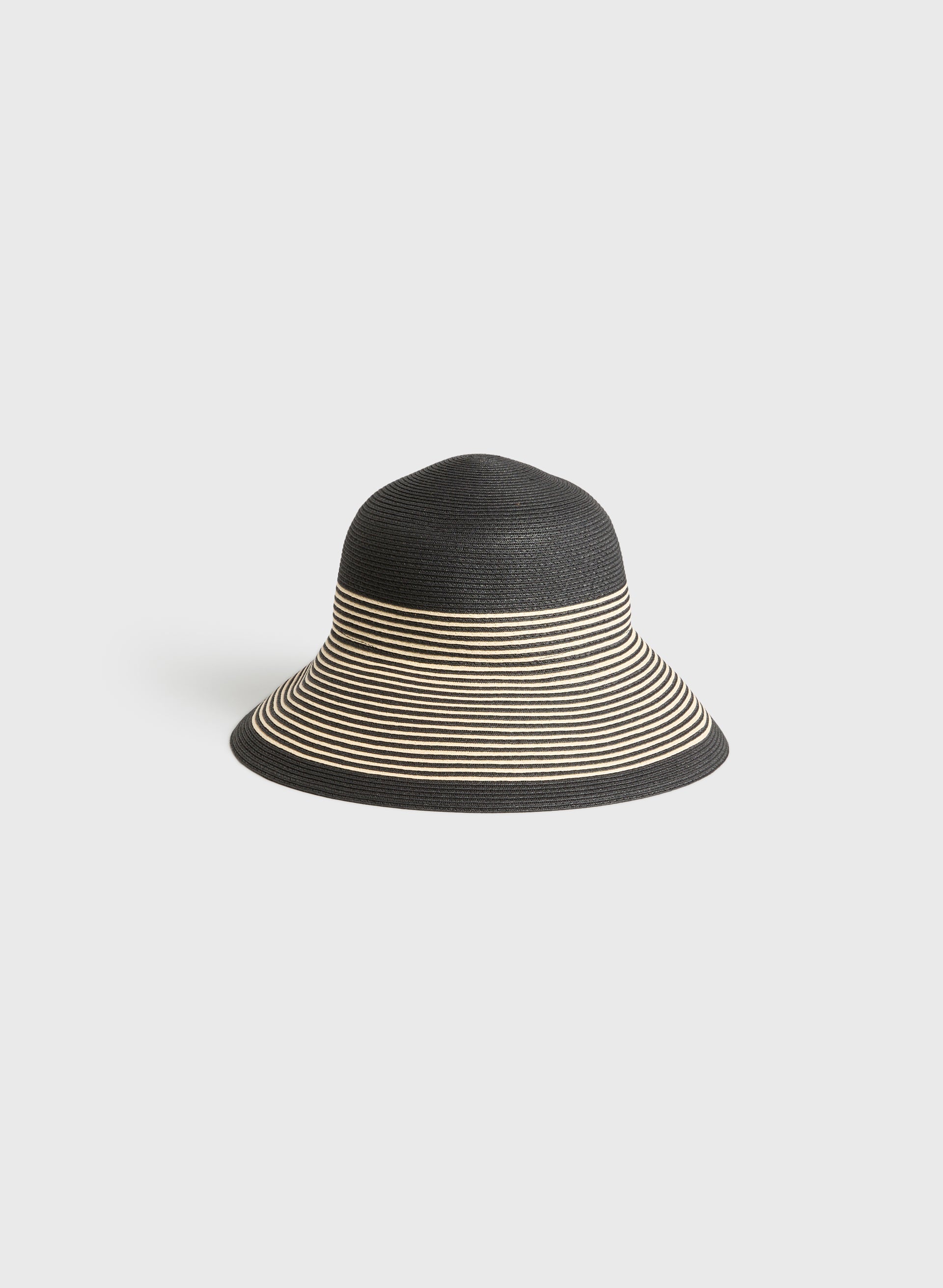 Two-Tone Straw Cloche Hat