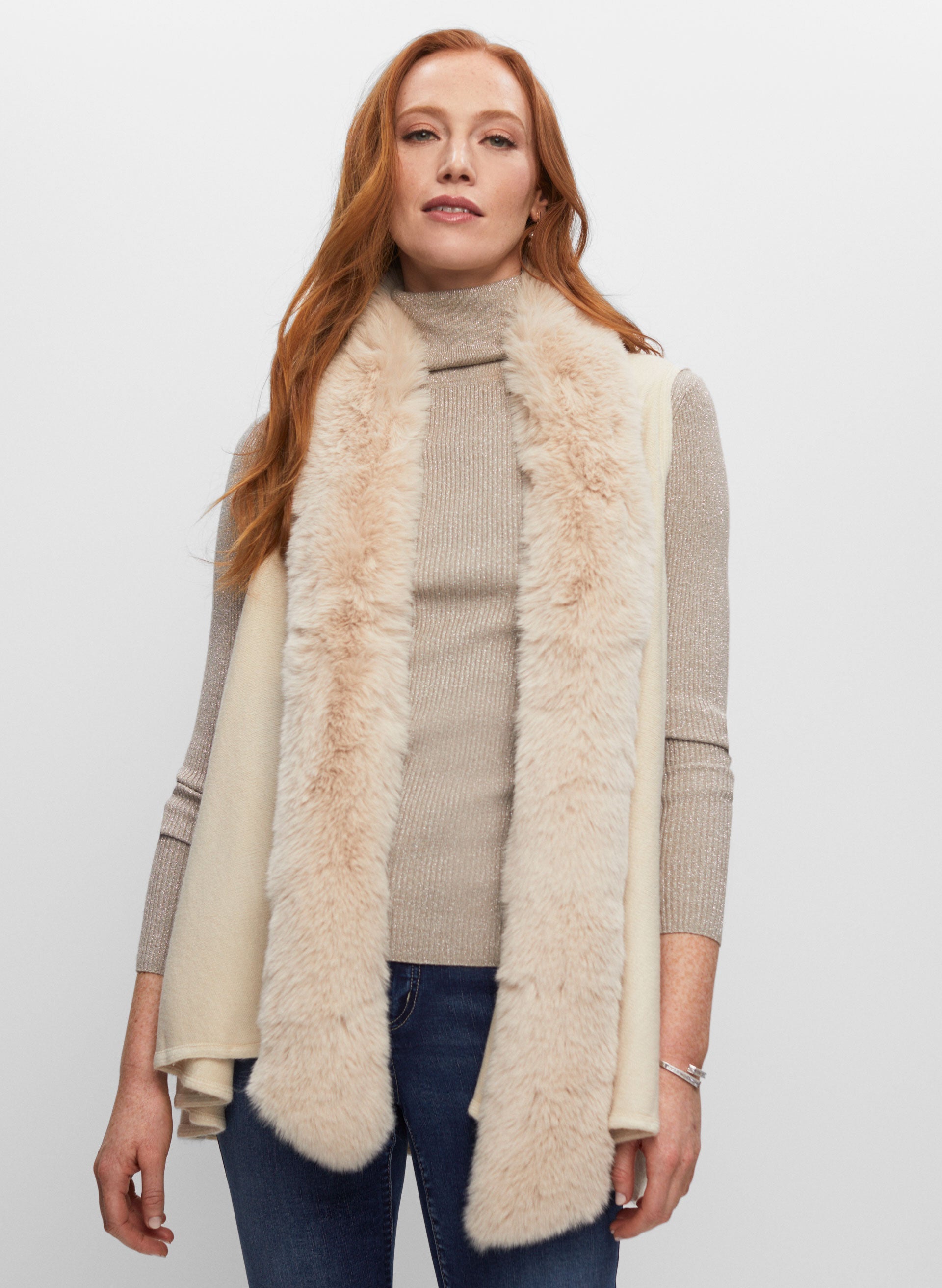 Cream faux fur vest deals