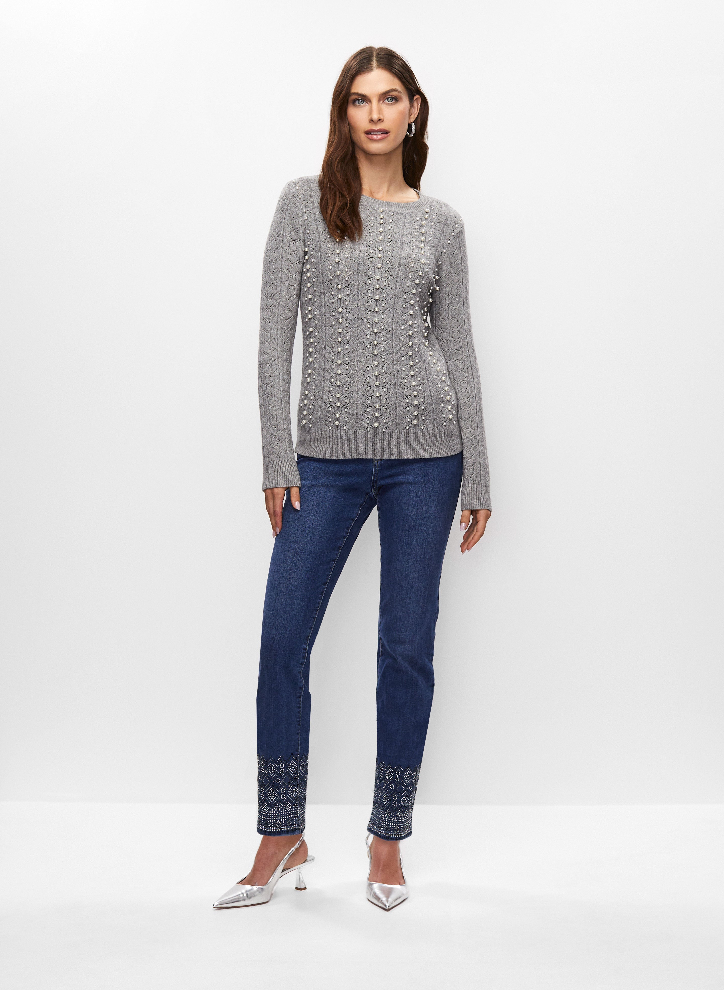 Pearl Detail Sweater & Embellished Jeans